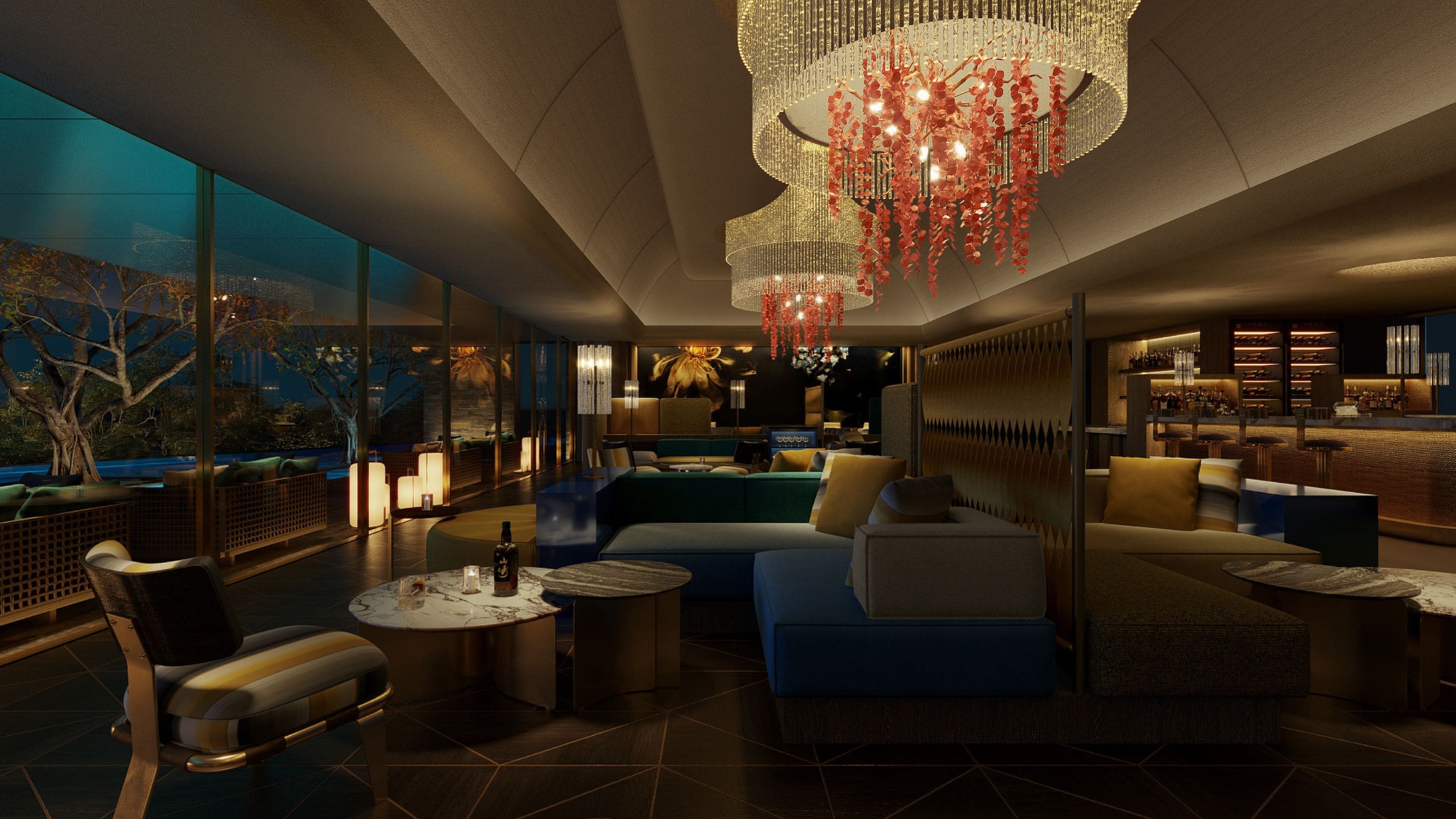 Hotel Yixing, Yangxian Mountain The Lounge In The Evening