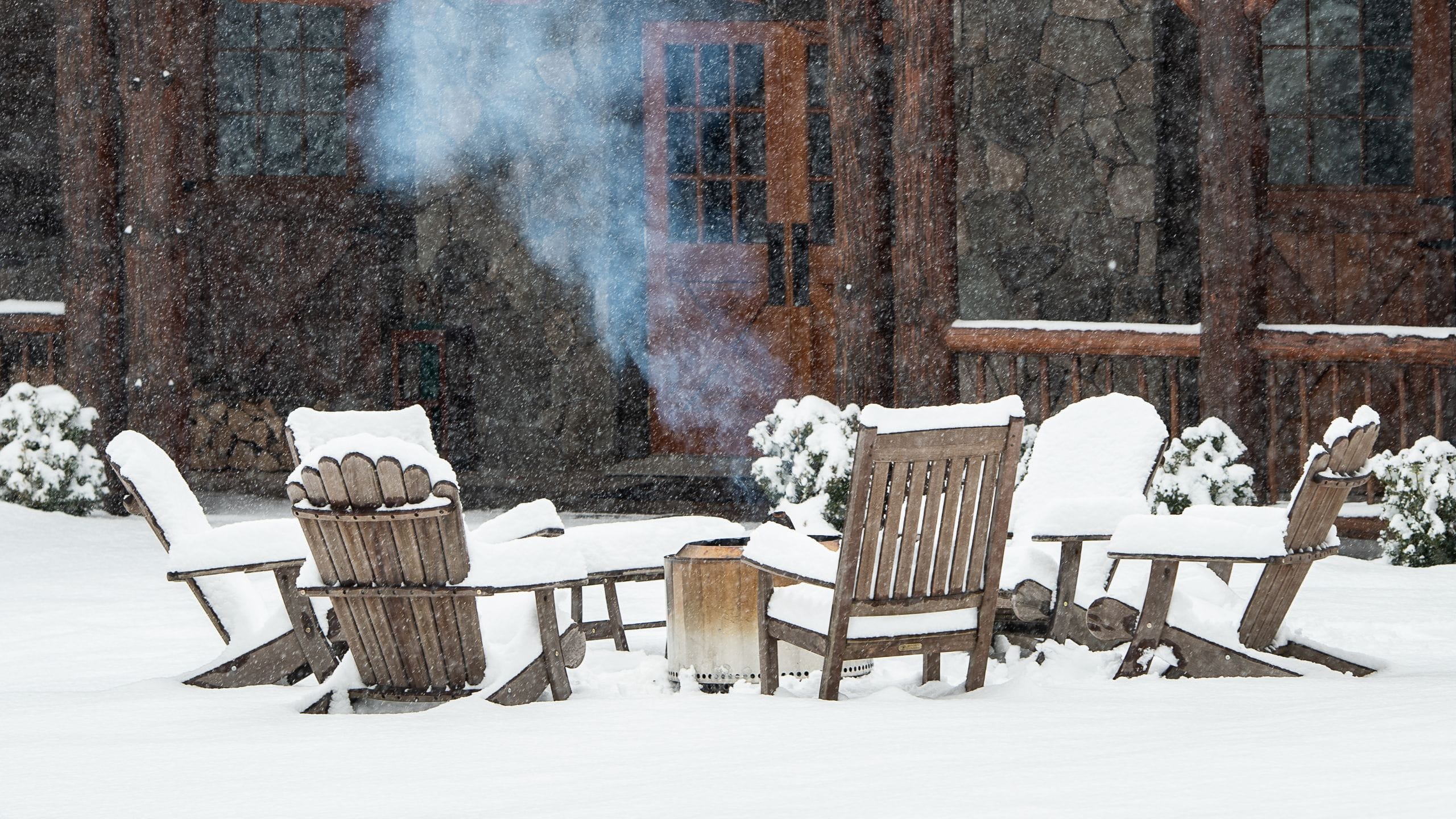 The Chatwal Lodge Firepit Snow