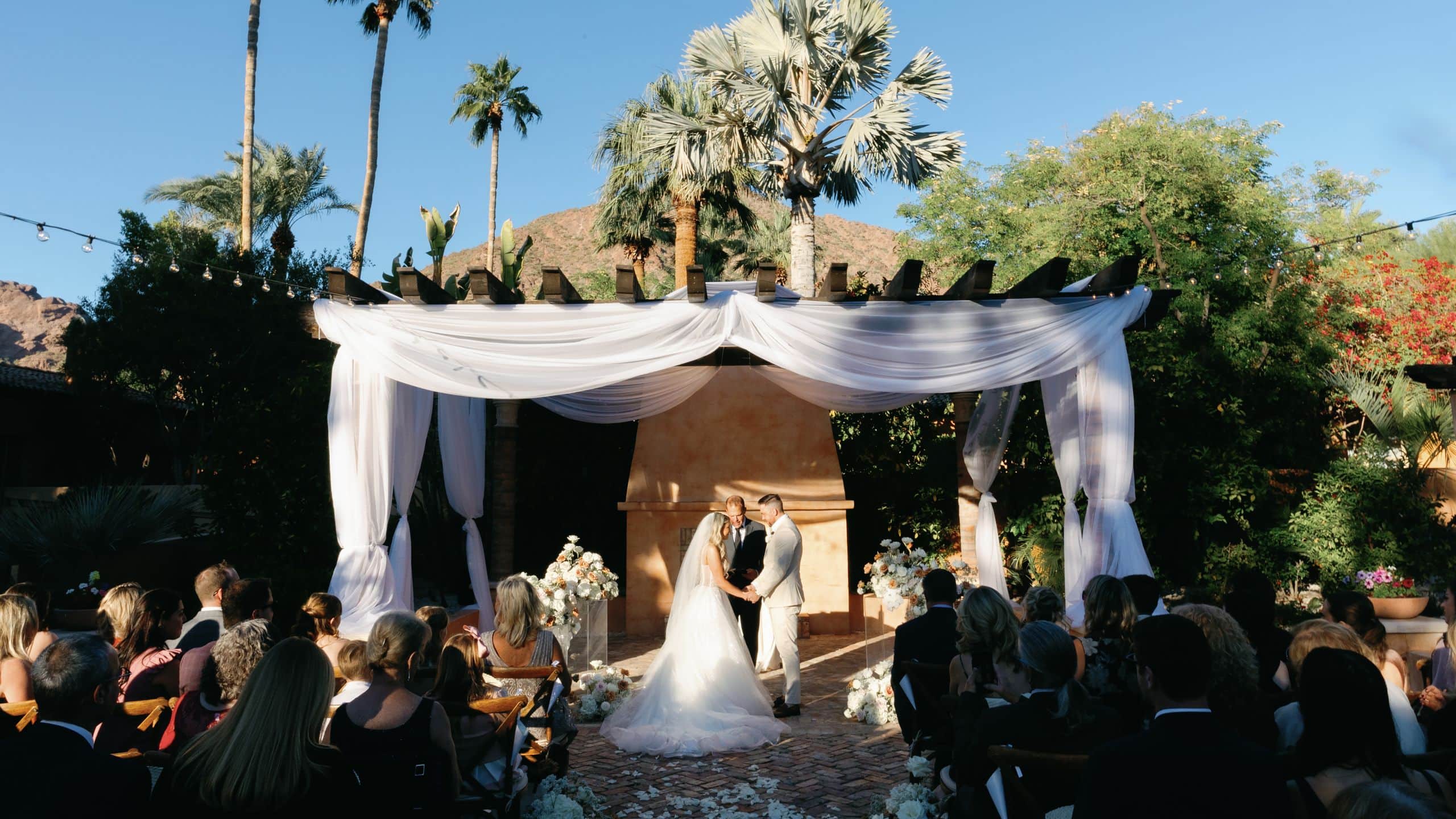 Royal Palms Resort and Spa Orange Grove Wedding Ceremony Couple