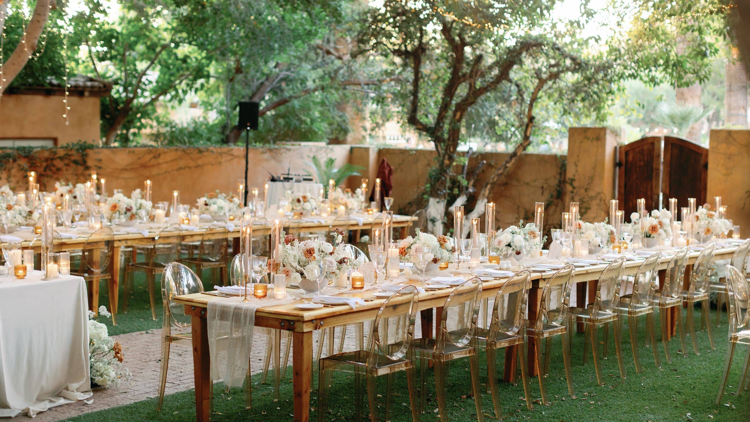 Royal Palms Resort and Spa Alegria Garden Wedding Reception Community Tables