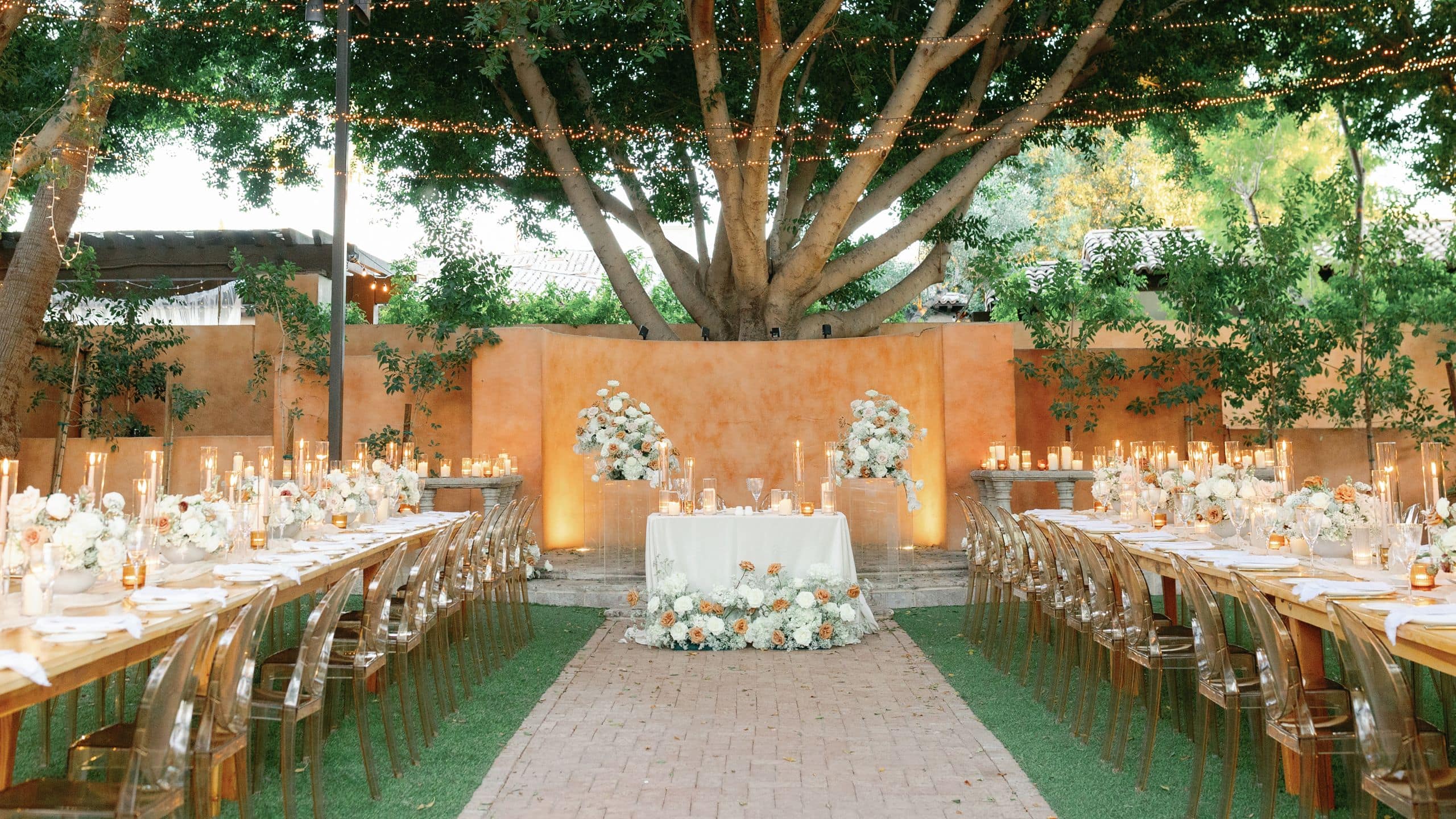 Royal Palms Resort and Spa Alegria Garden Wedding Reception Set Up
