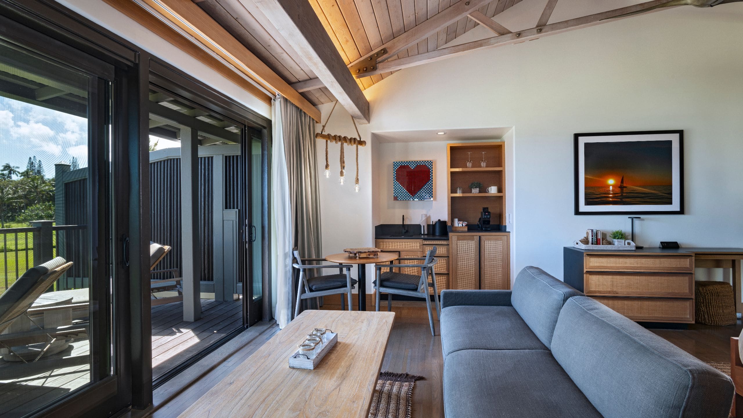 Hana-Maui Resort Oceanfront Bungalow Deluxe Suite Living Room