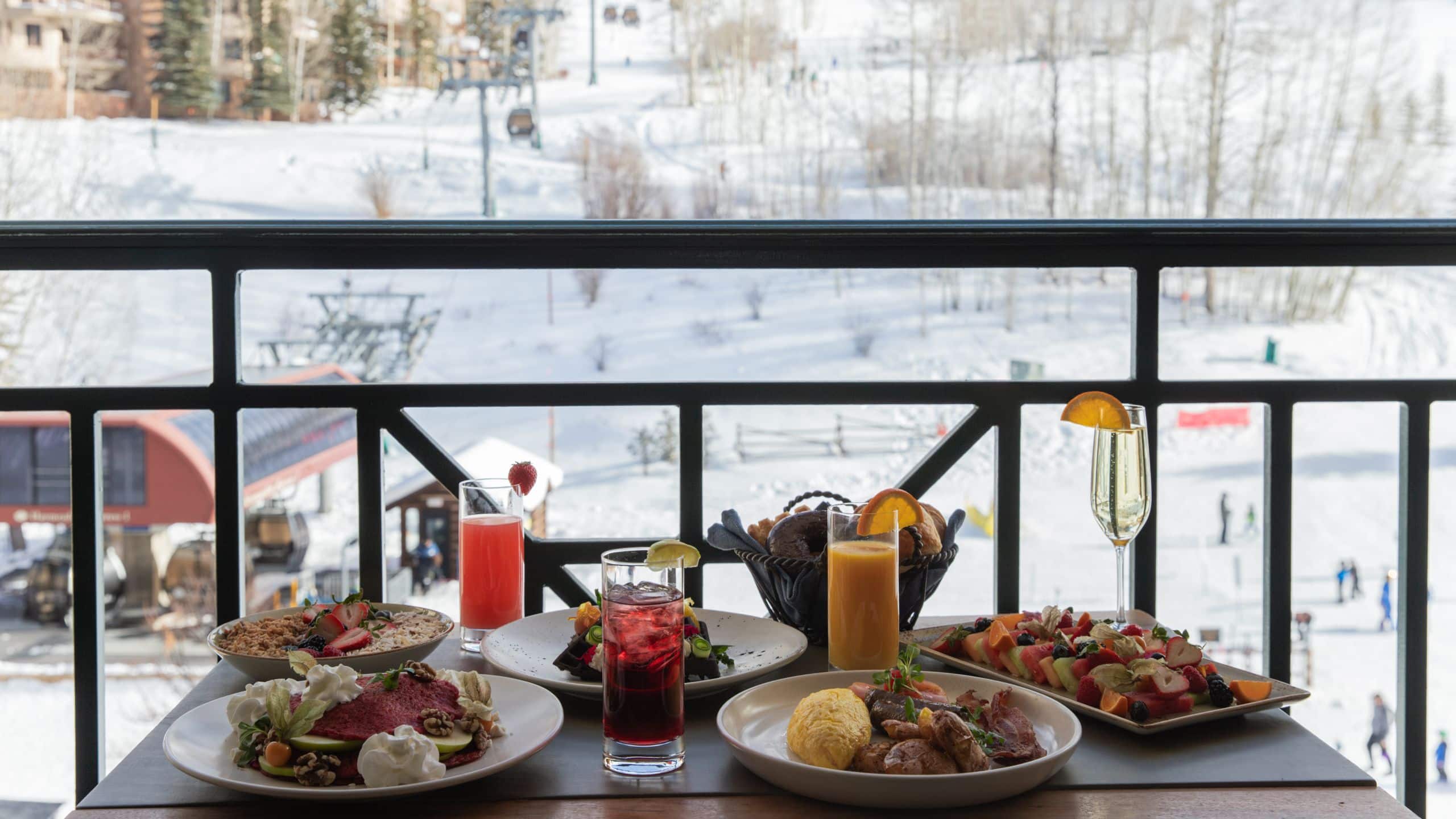 Park Hyatt Beaver Creek Resort and Spa Guest Room Balcony Breakfast Spread