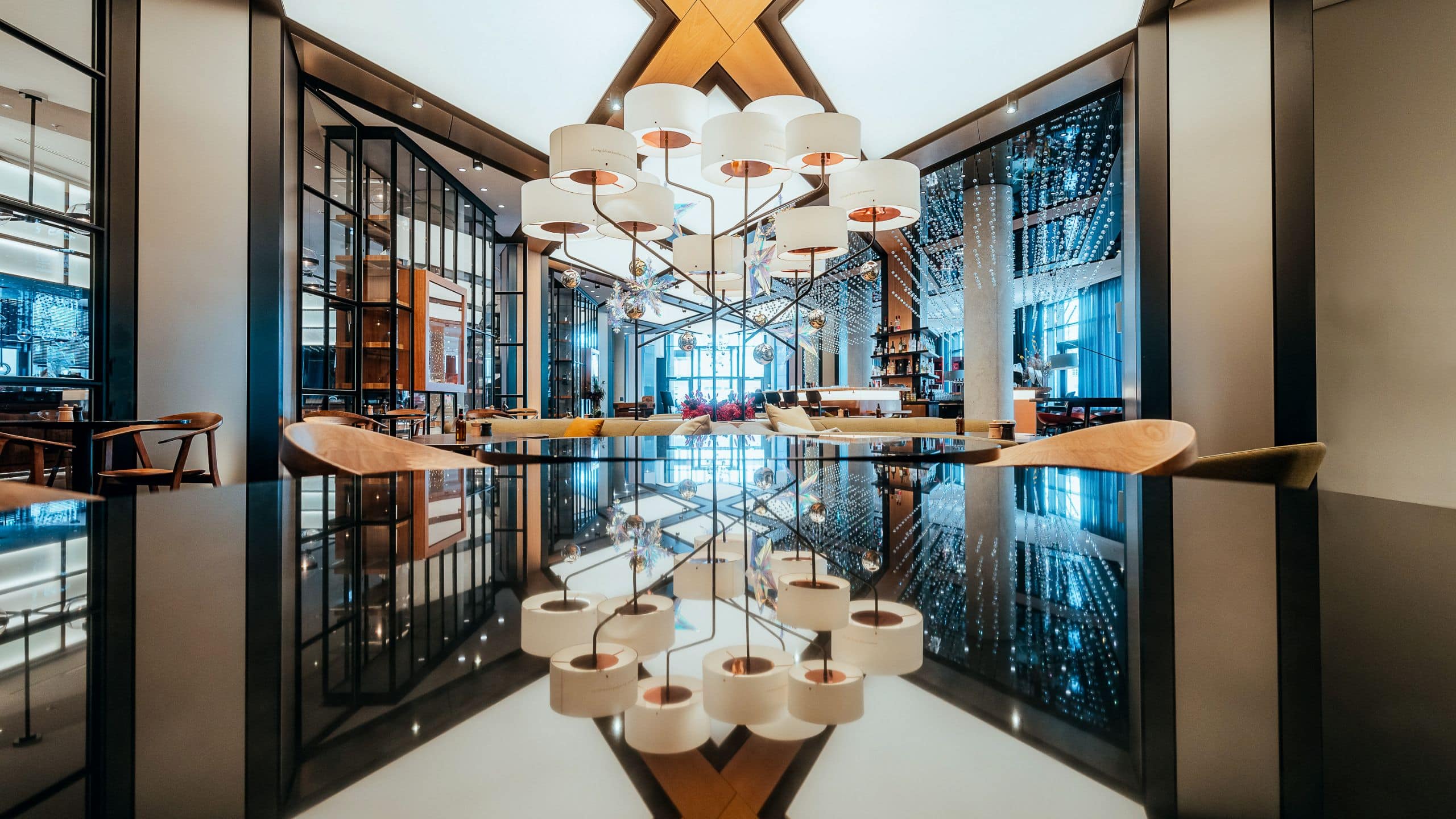 Andaz Munich Schwabinger Tor Lobby Christmas Lights Tree Wide