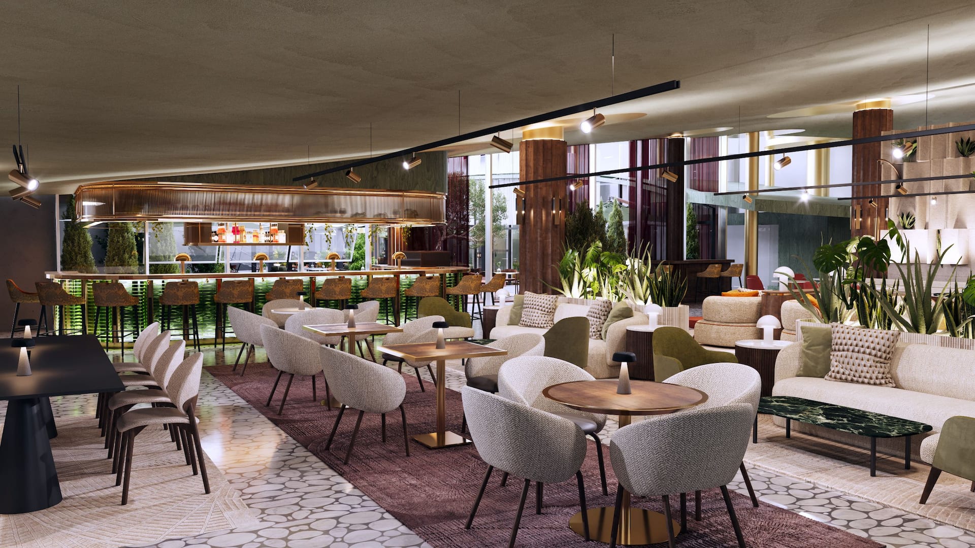 Hyatt Regency Rome Central Lobby Bar Seating