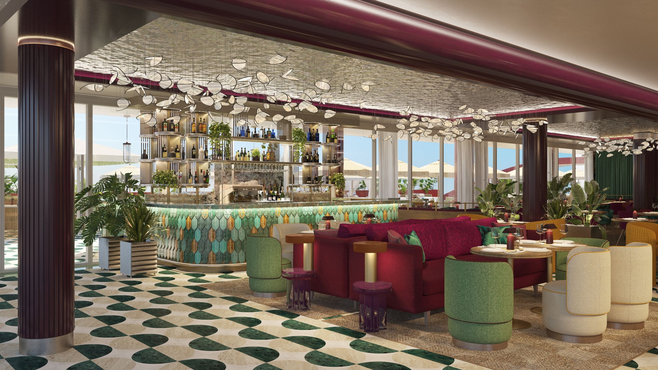 Hyatt Regency Rome Central restaurant and bar seating
