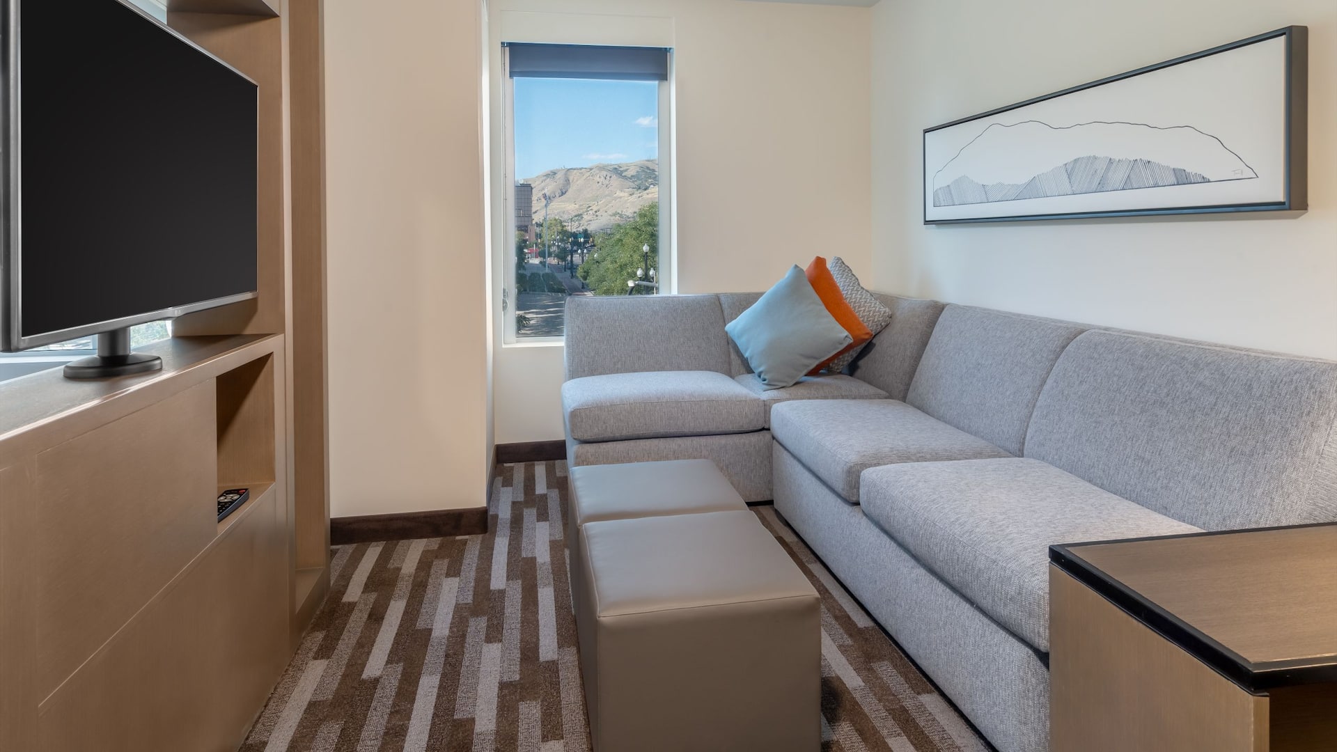 Hyatt House Salt Lake City/Downtown King Bed Studio Kitchen Suite Living Area