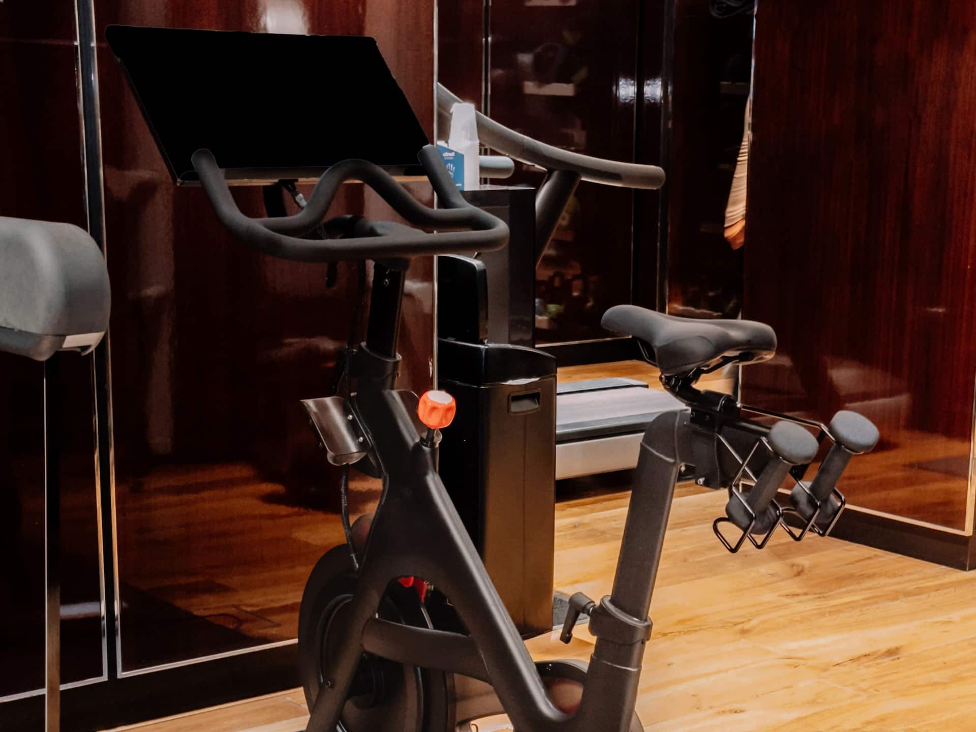 Our Peloton Bike in the gym.
