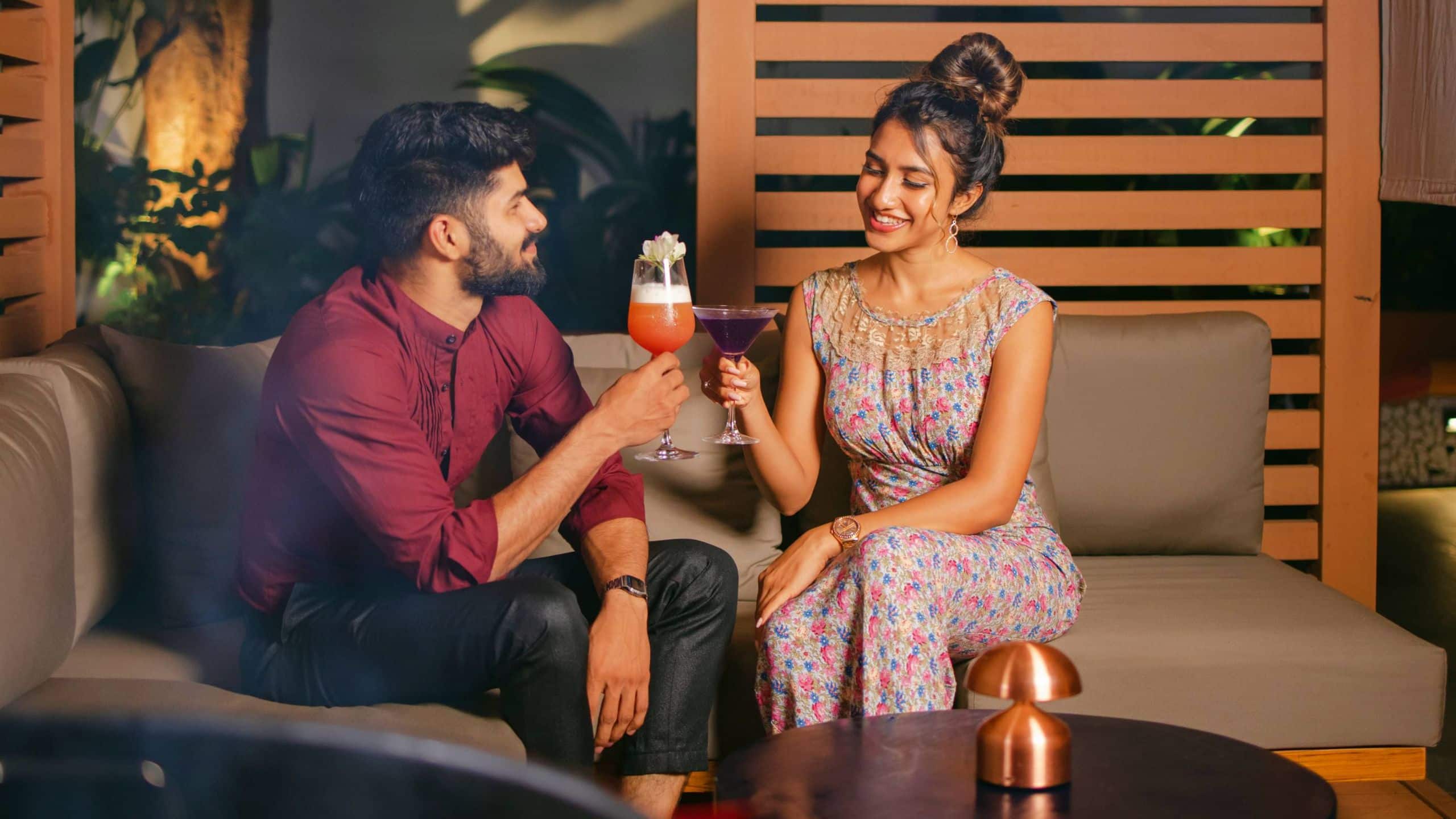Ronil Goa Couple Cabana Dining Cocktails