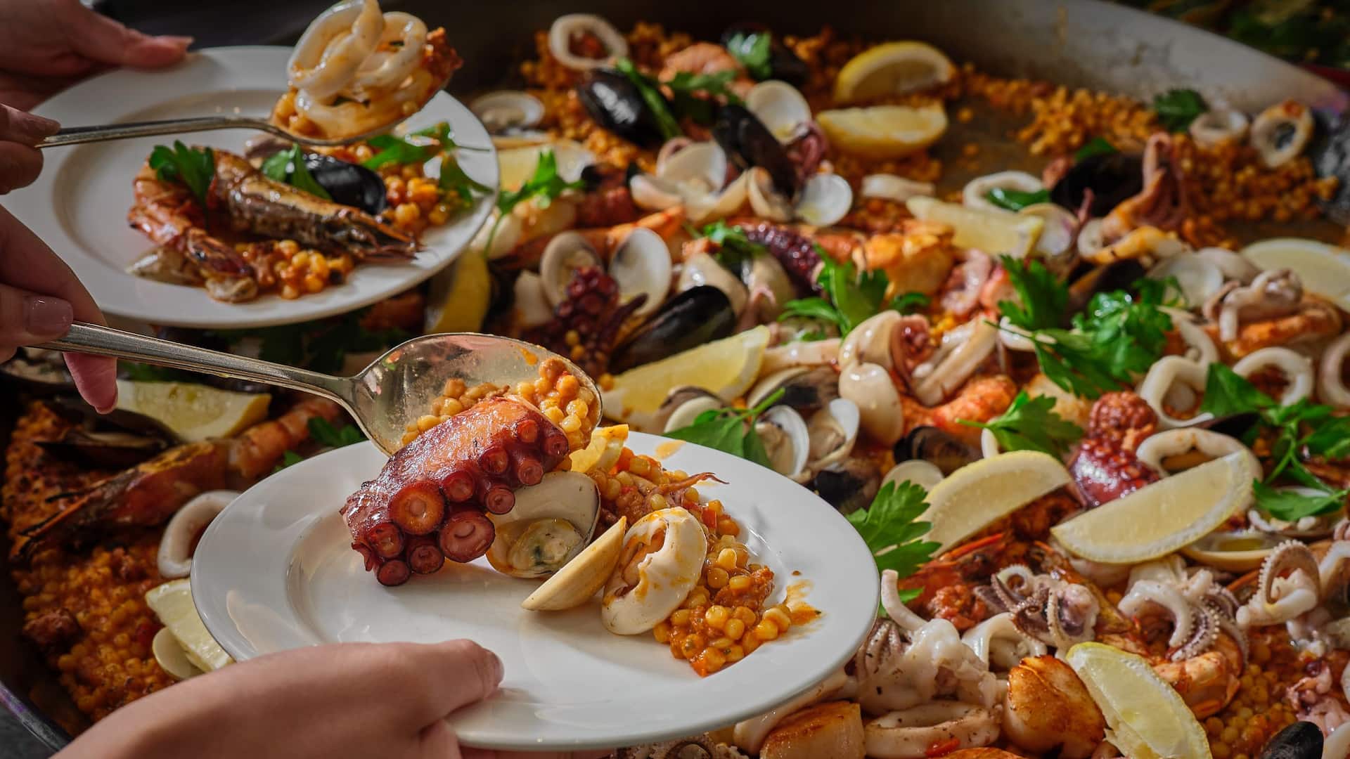 1 of 1 Global Paella Serving With Octopus