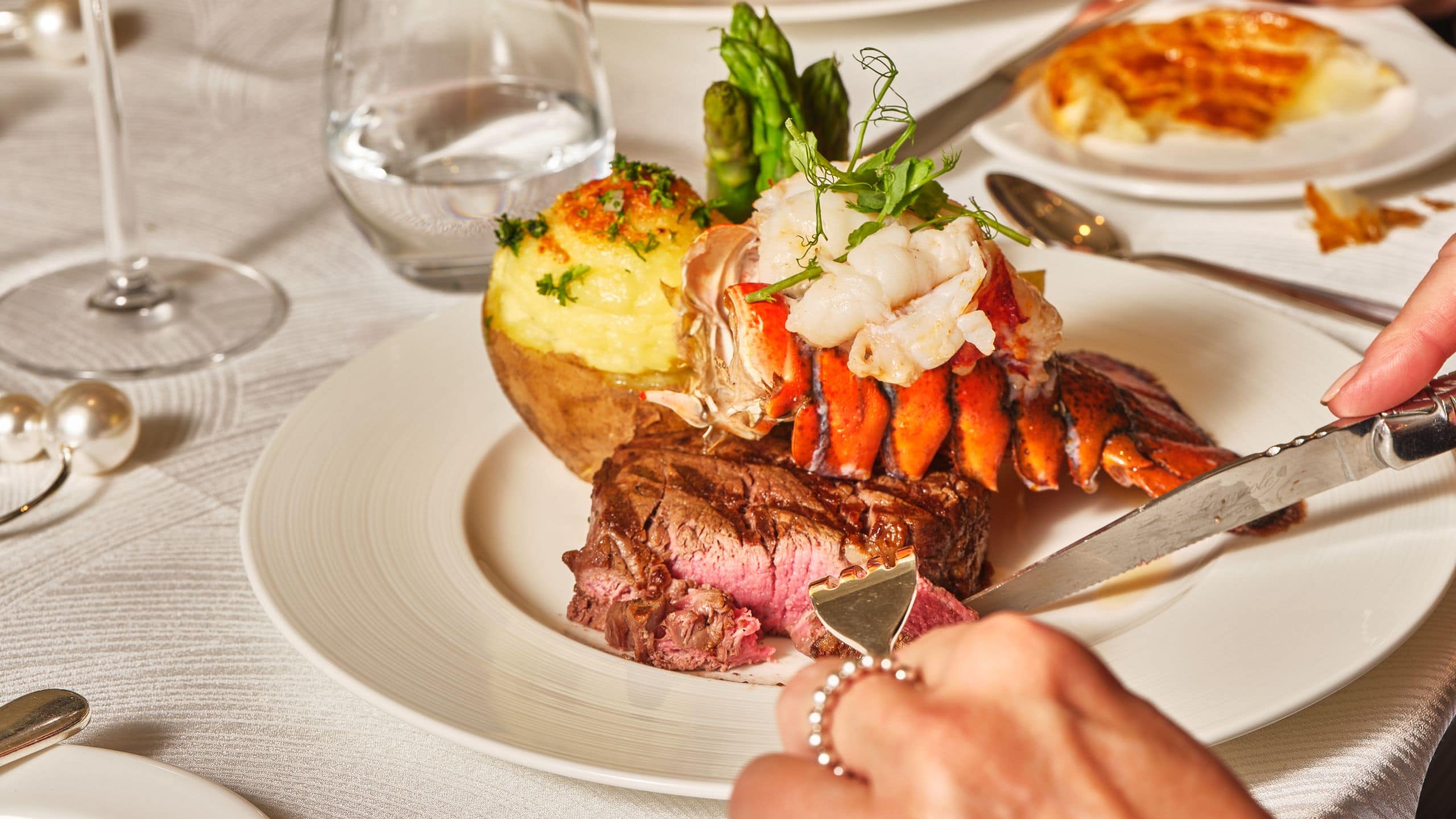 Global Steak And Lobster Plated Dinner Close-up