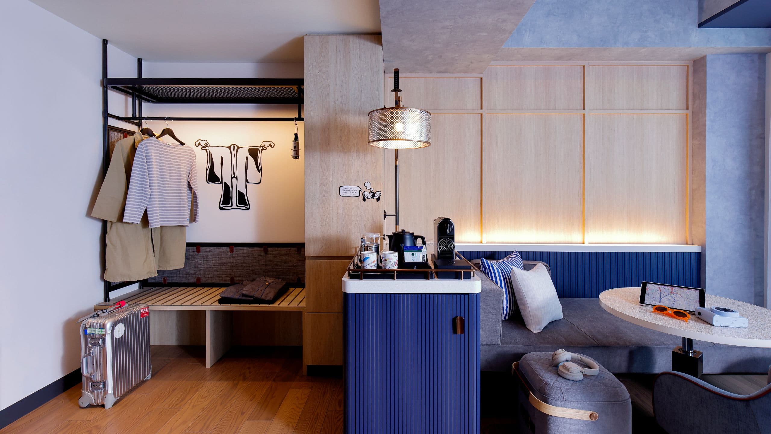 3/5 Caption by Hyatt Namba Osaka Deluxe Blue Wardrobe Minibar