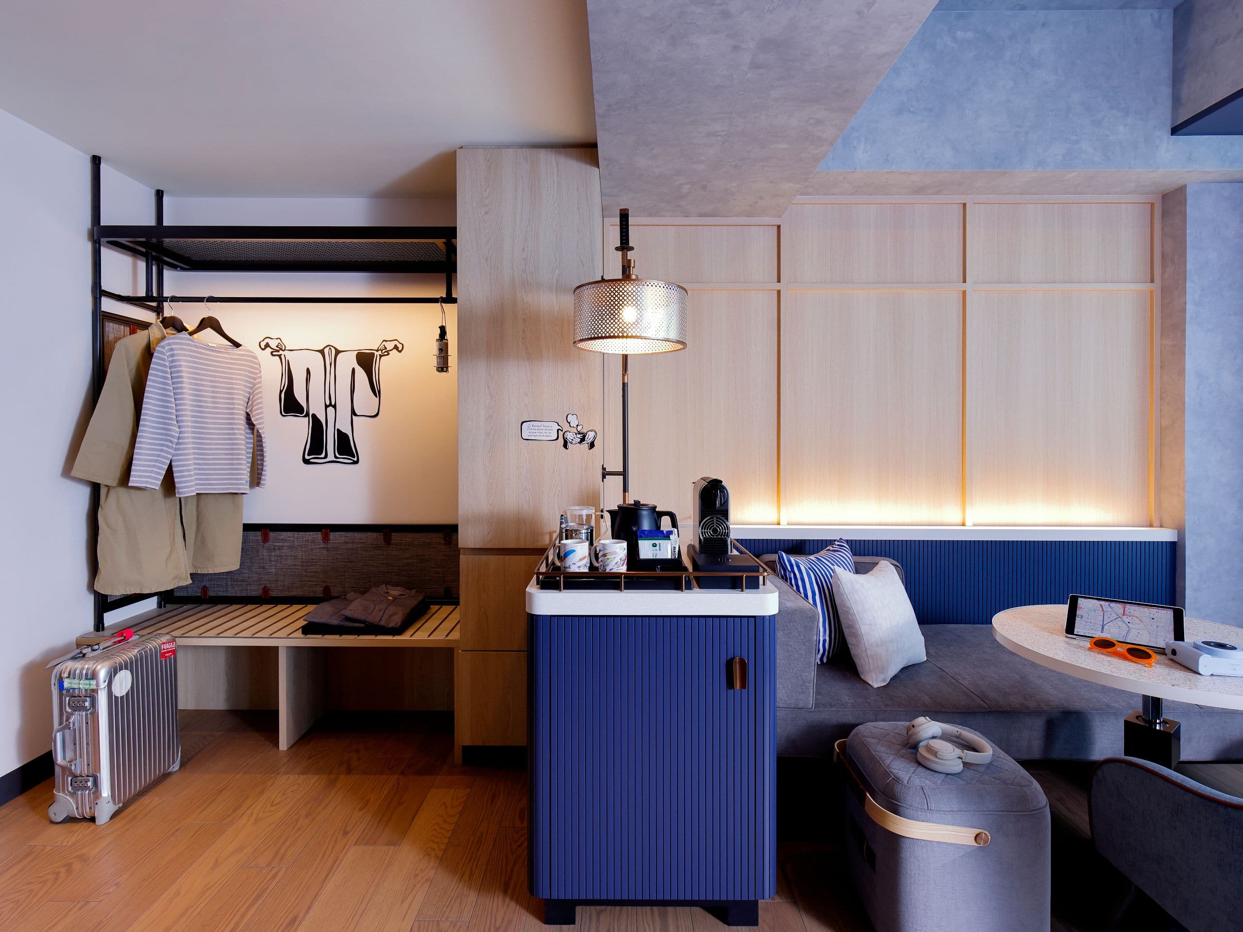 Caption by Hyatt Namba Osaka Deluxe Blue Wardrobe Minibar