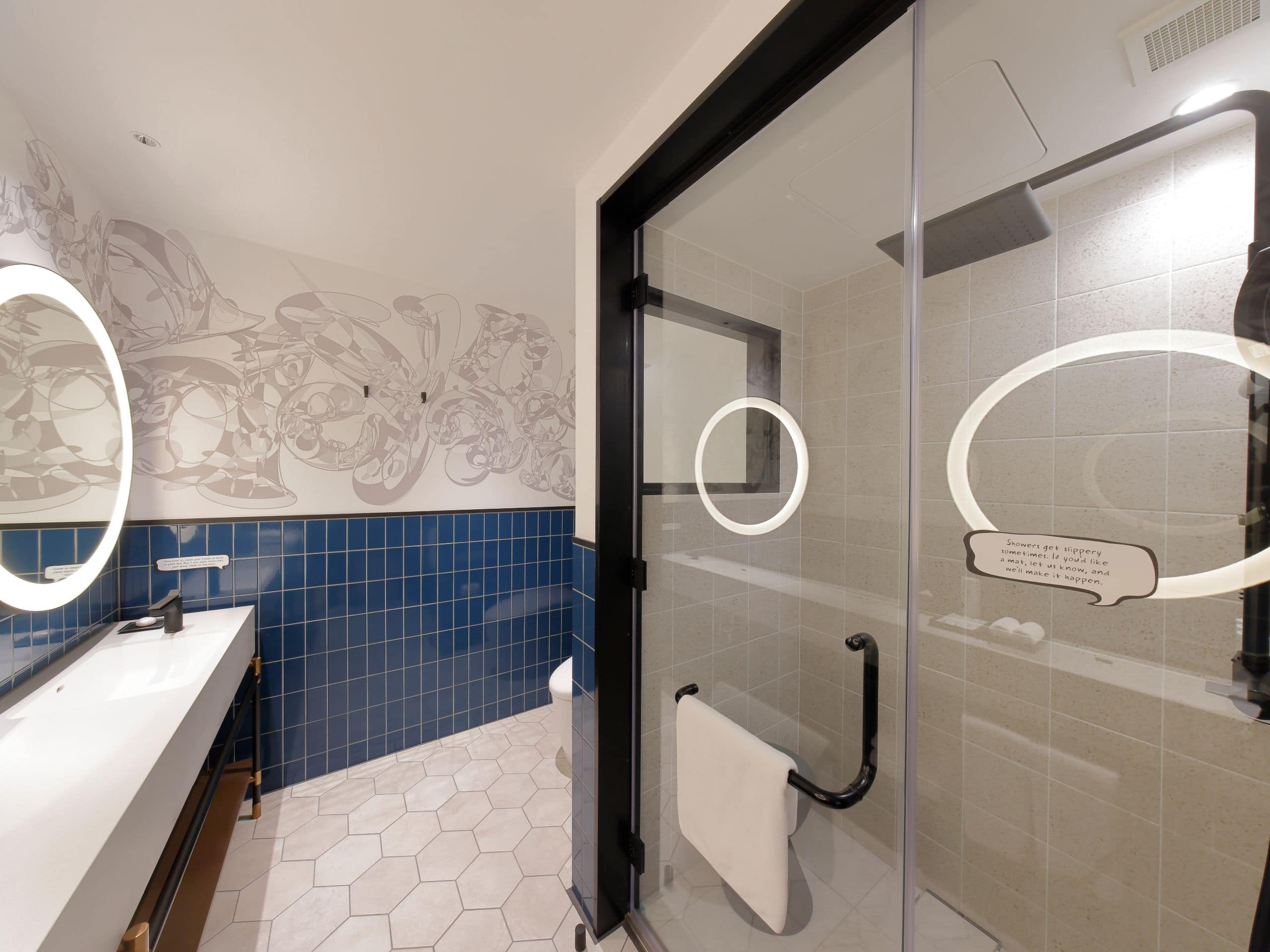 Caption by Hyatt Namba Osaka Deluxe Bathroom Blue Sink Shower