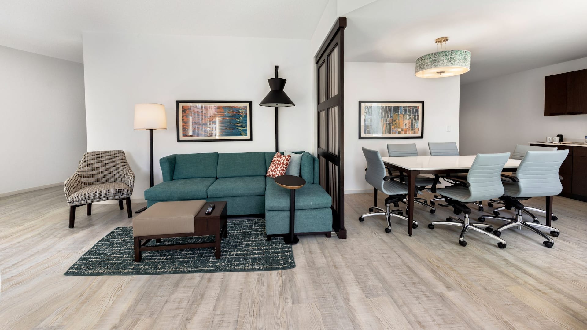 Hyatt Place West Palm Beach/Downtown 1br Suite Living Space And Conference Table