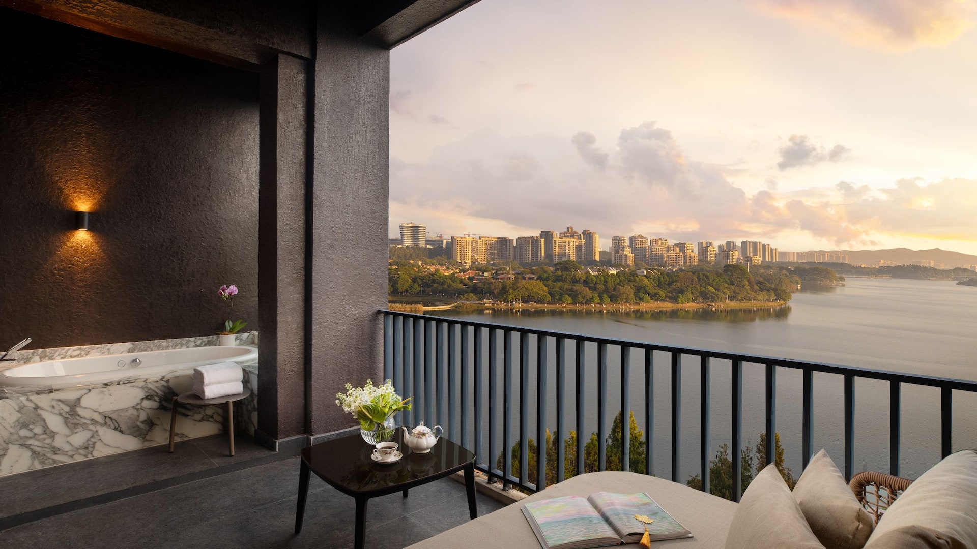 Hyatt Regency Dongguan Presidential Suite Living Room Balcony With Lake