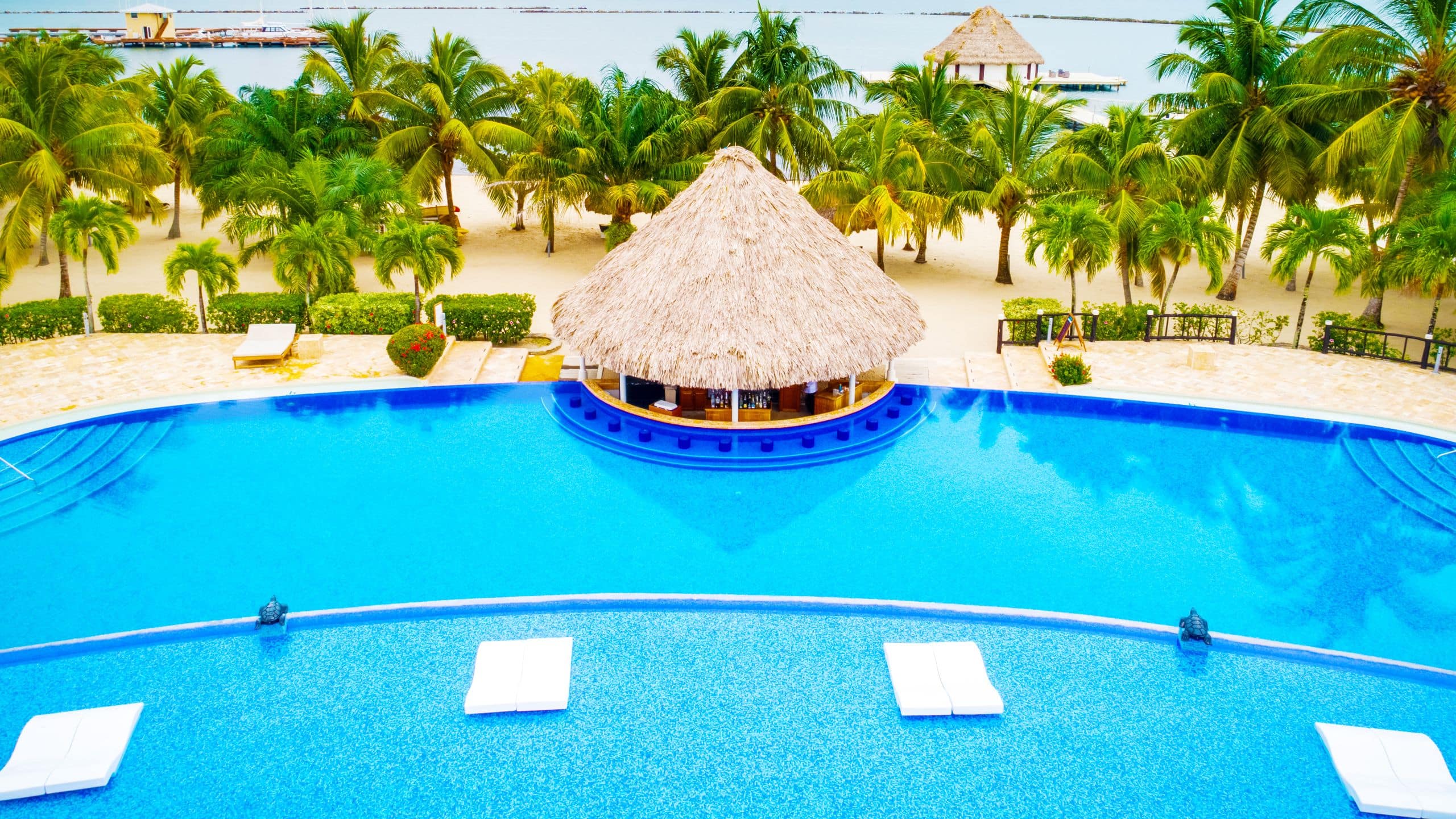 Placencia Resort Pool And Bar Aerial