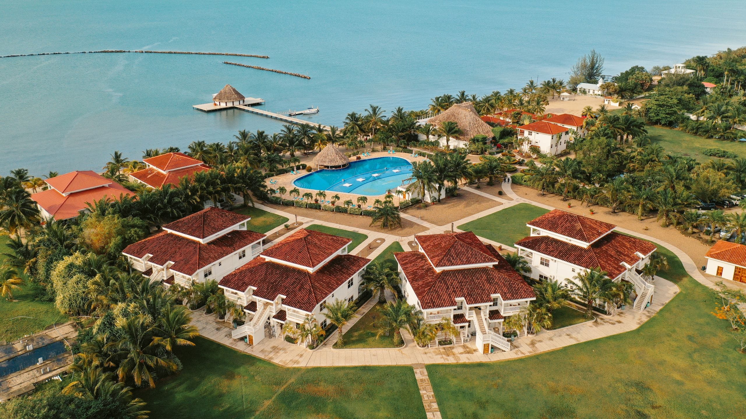 Placencia Resort Property Aerial With View Of Water