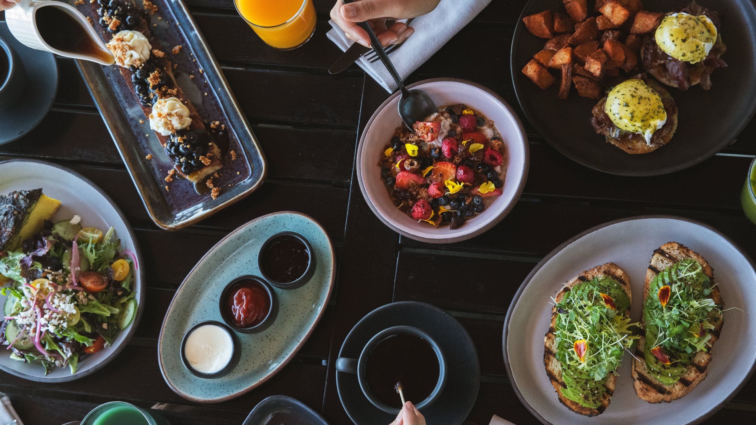 Alila Marea Beach Resort Encinitas Vaga Breakfast Food And Drink Spread Hands