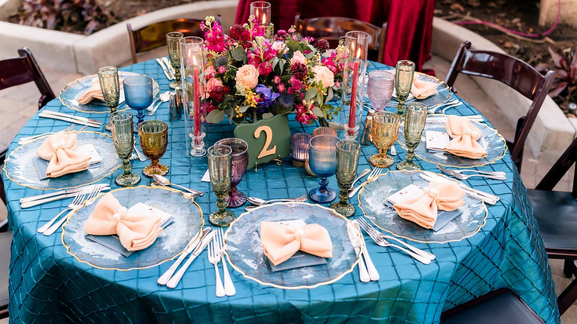 Hyatt Regency Newport Beach Wedding Reception Garden Table Setting Aerial