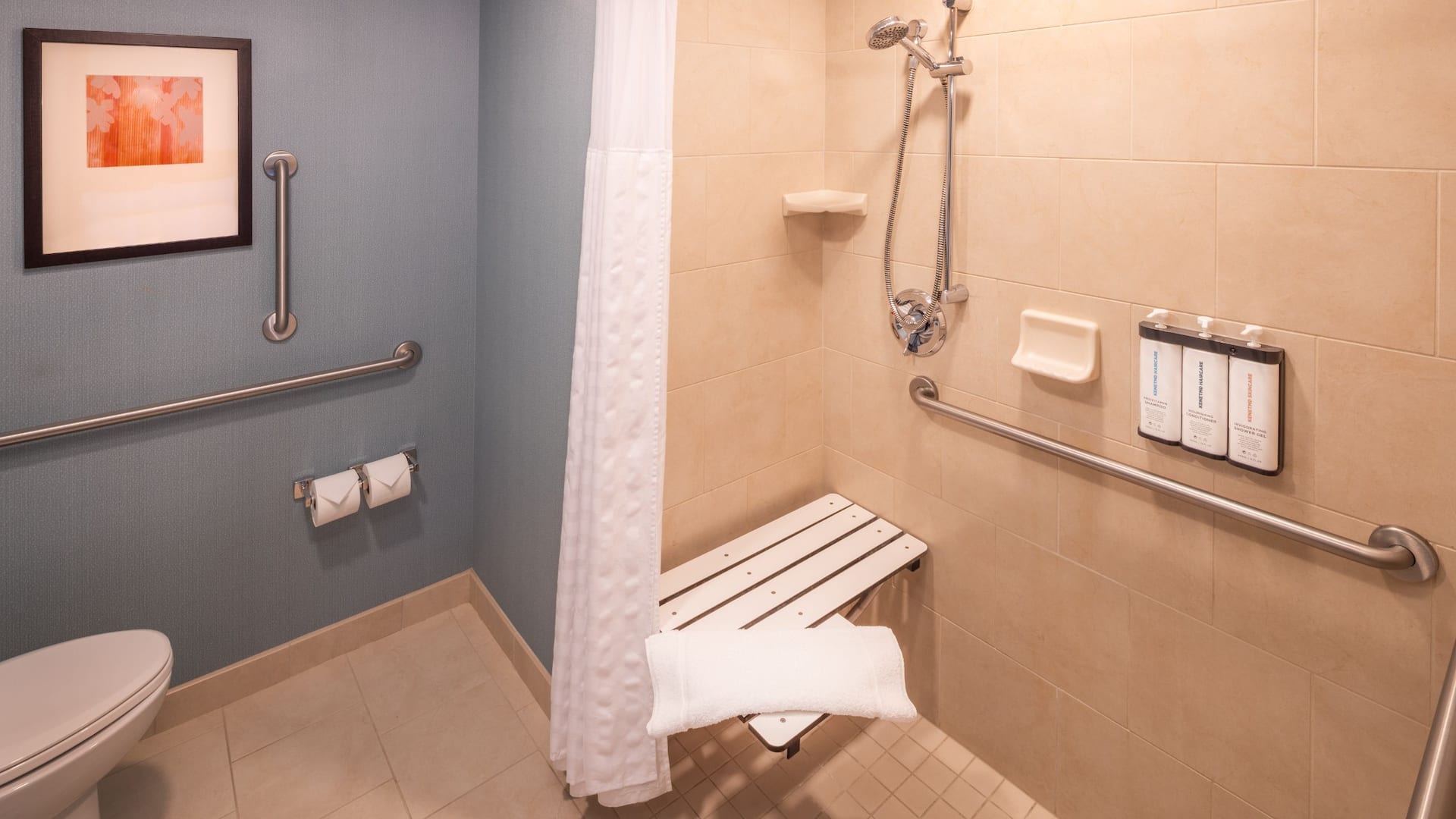 3 of 4 Hyatt Place Seattle/Downtown Accessible Guestroom Bathroom Roll In Shower