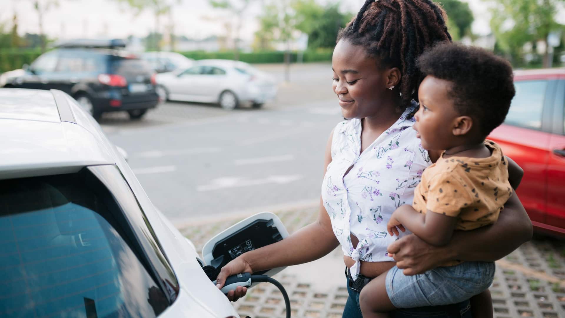 Hyatt Hotels Ev Charger Mom And Son