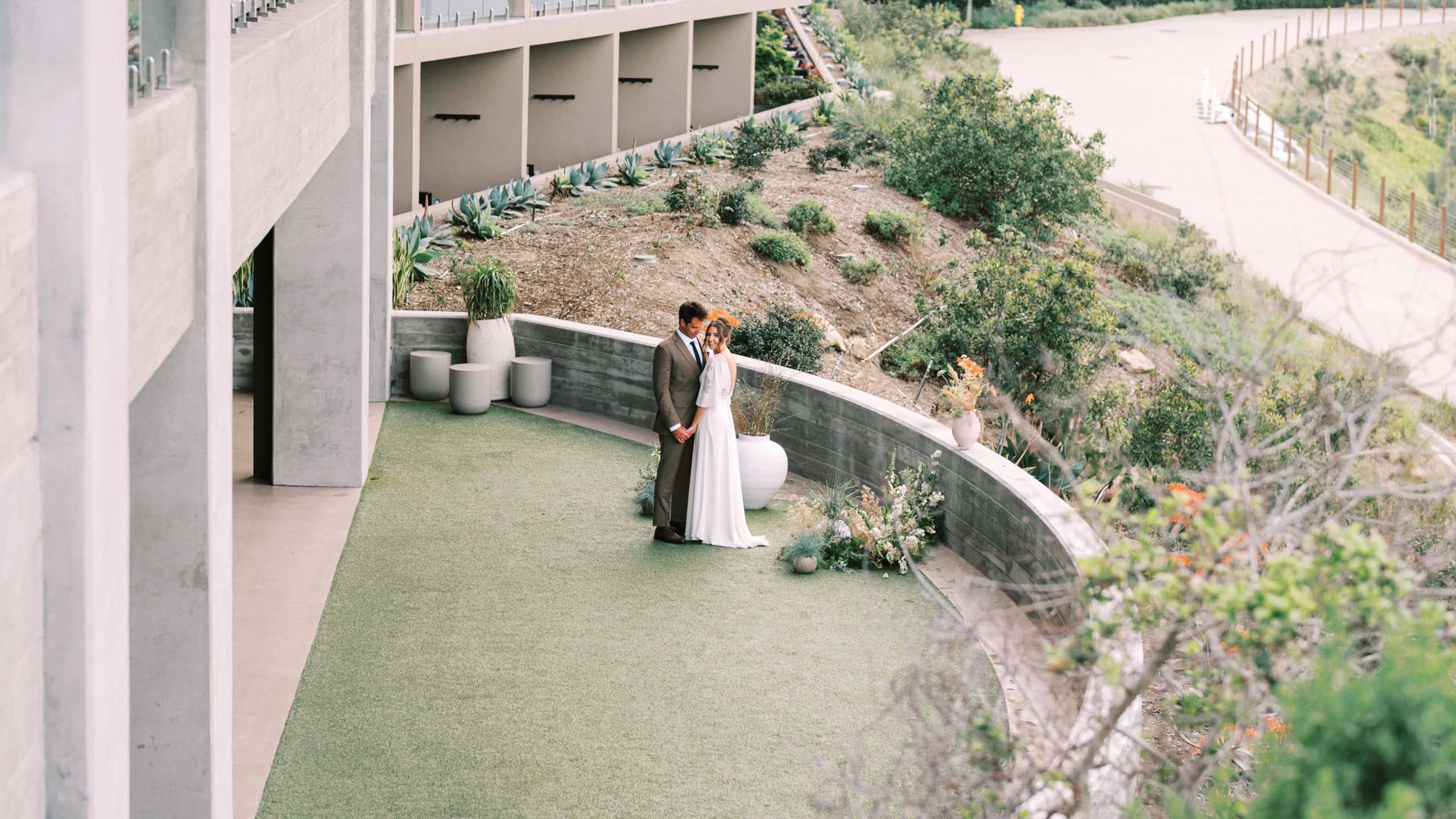 Alila Marea Beach Resort Encinitas Oceana Terrace Wedding Couple Overhead View