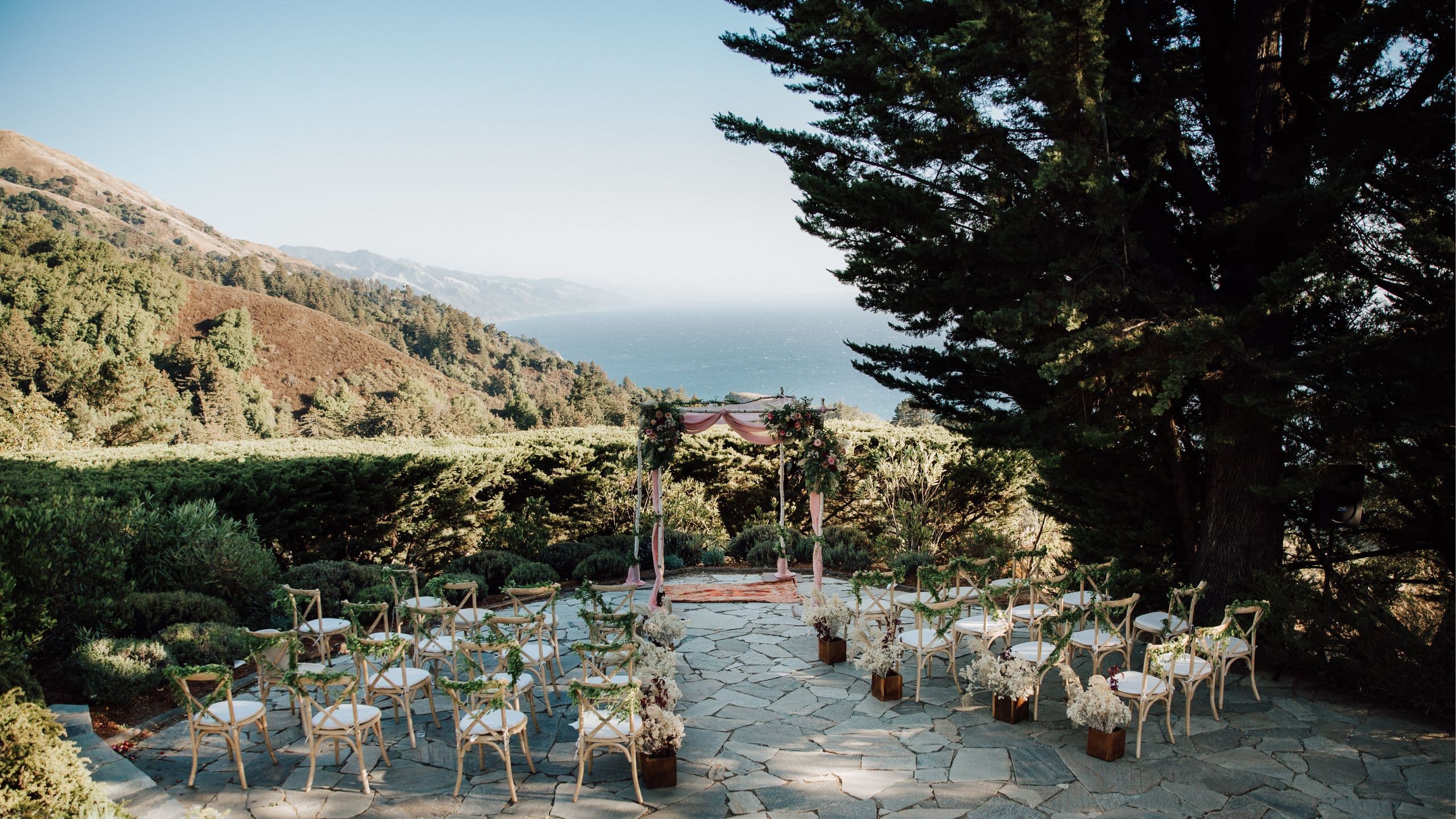 Alila Ventana Big Sur Sur Vista White Ceremony Chairs View