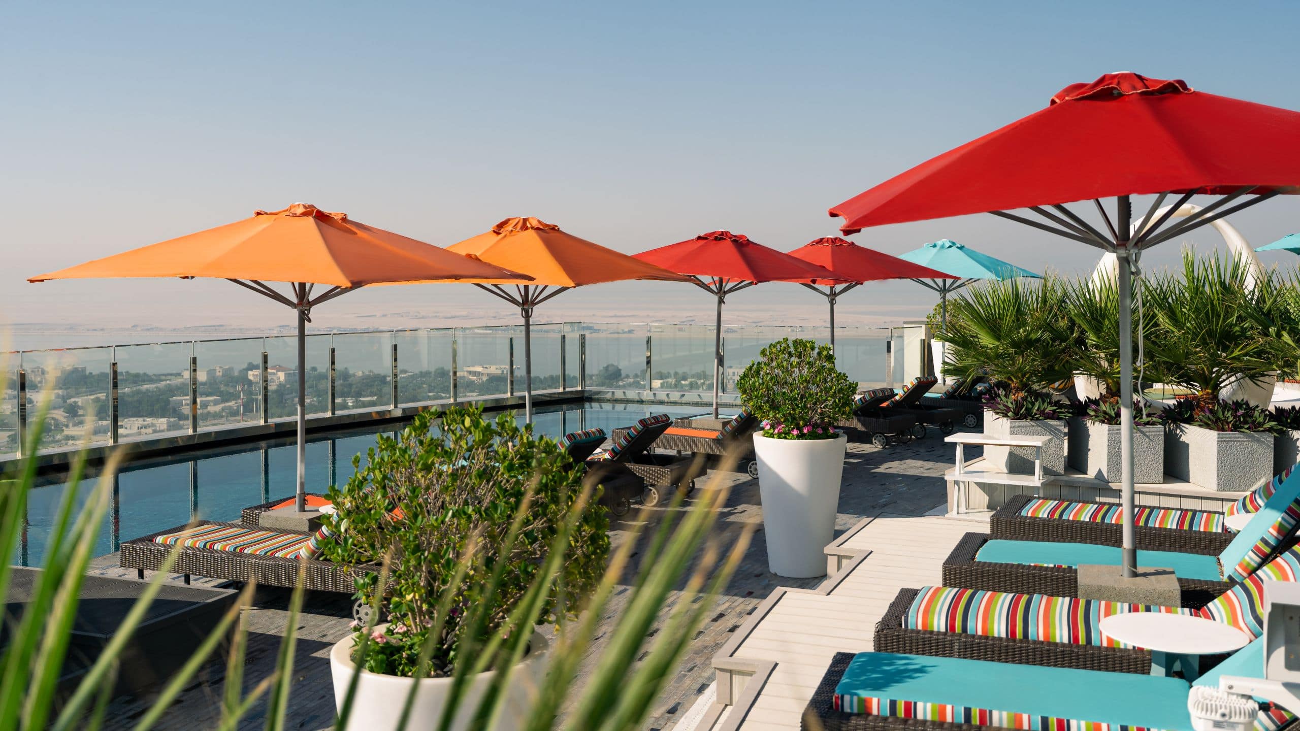 Highest pool deck in Abu Dhabi at Andaz Capital Gate Abu Dhabi Terrace Pool