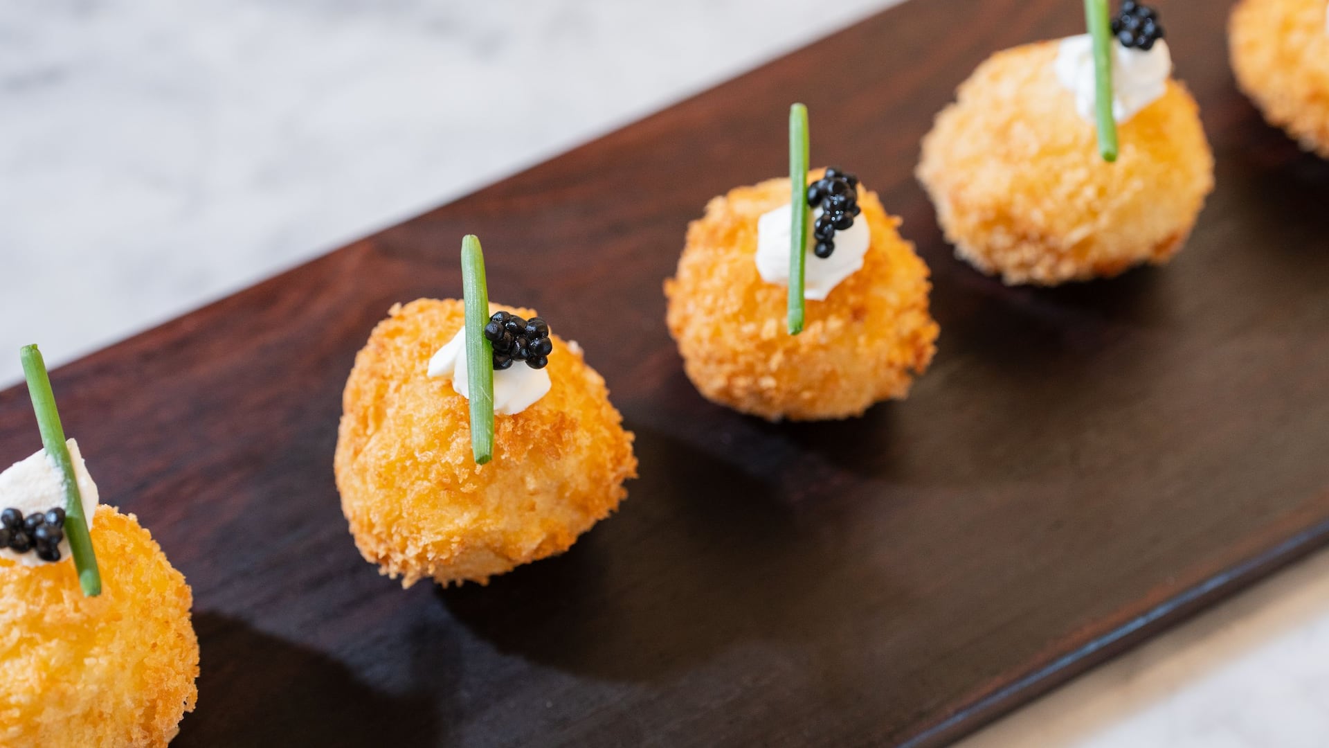 3 de 3 Hyatt Regency Andares Guadalajara Banquets Potato Croquette With Caviar Canapes