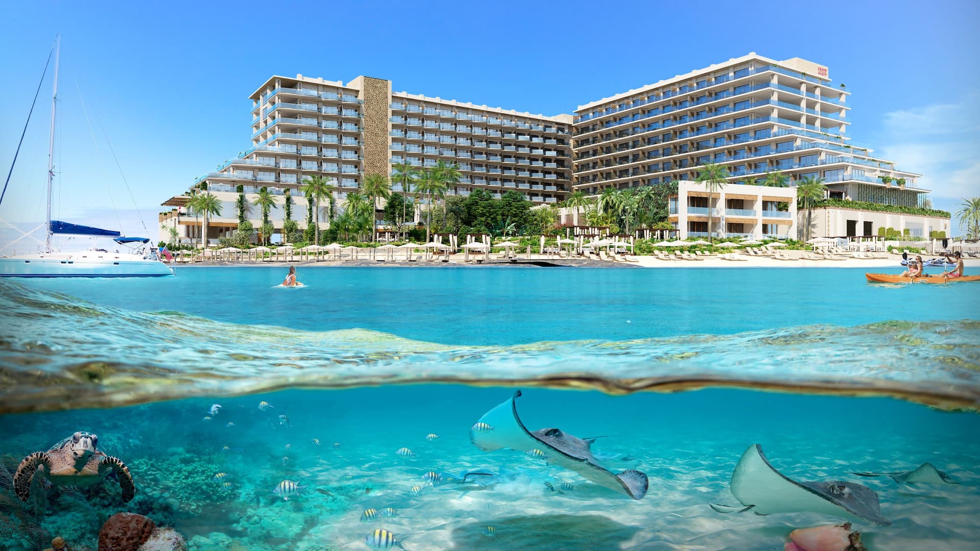 Grand Hyatt Grand Cayman Property View From Beach