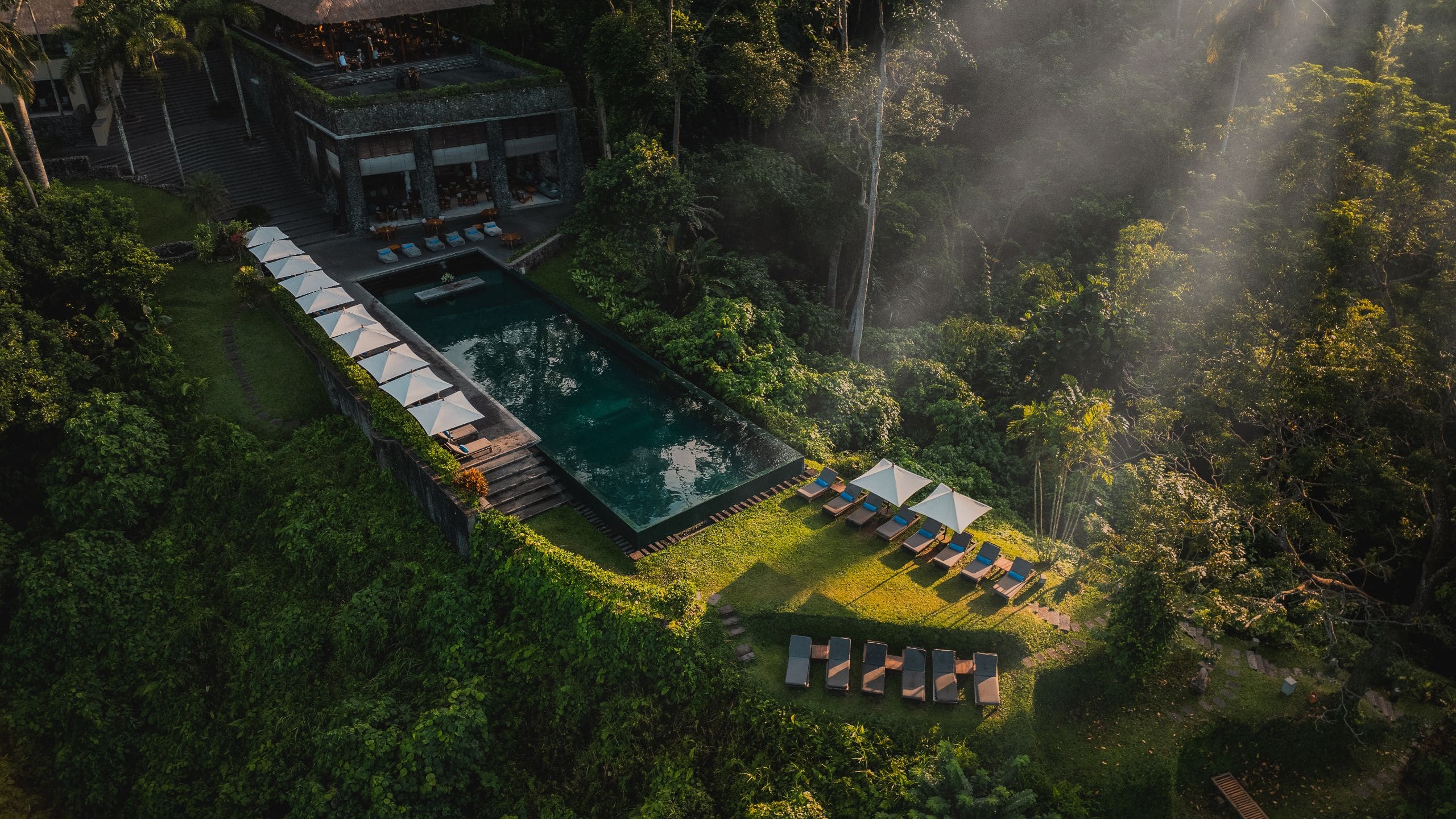 Alila Ubud Infinity Pool Sunrise Morning Cabana