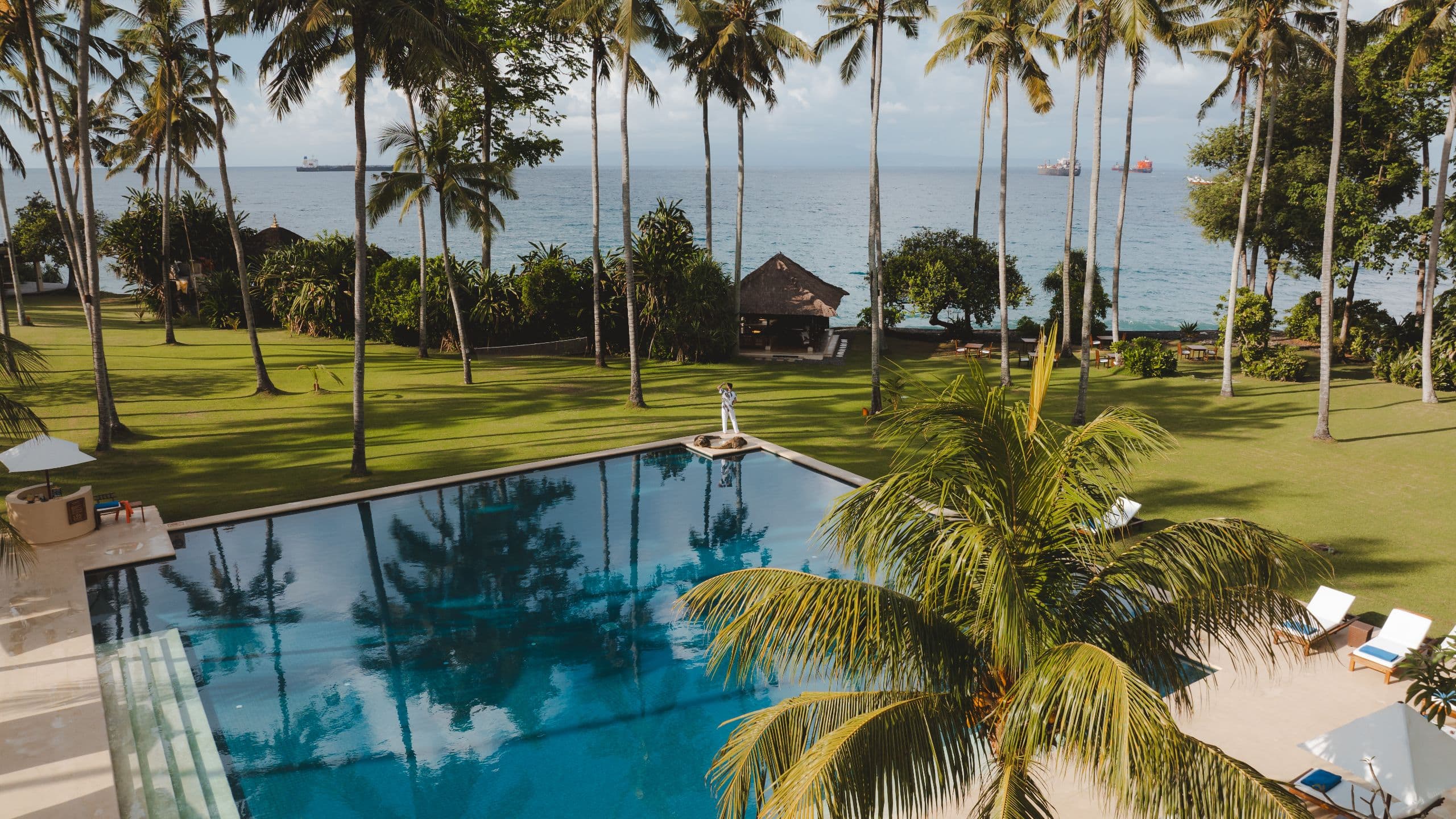 Alila Manggis Main Pool Coconut Groove Sun Loungers