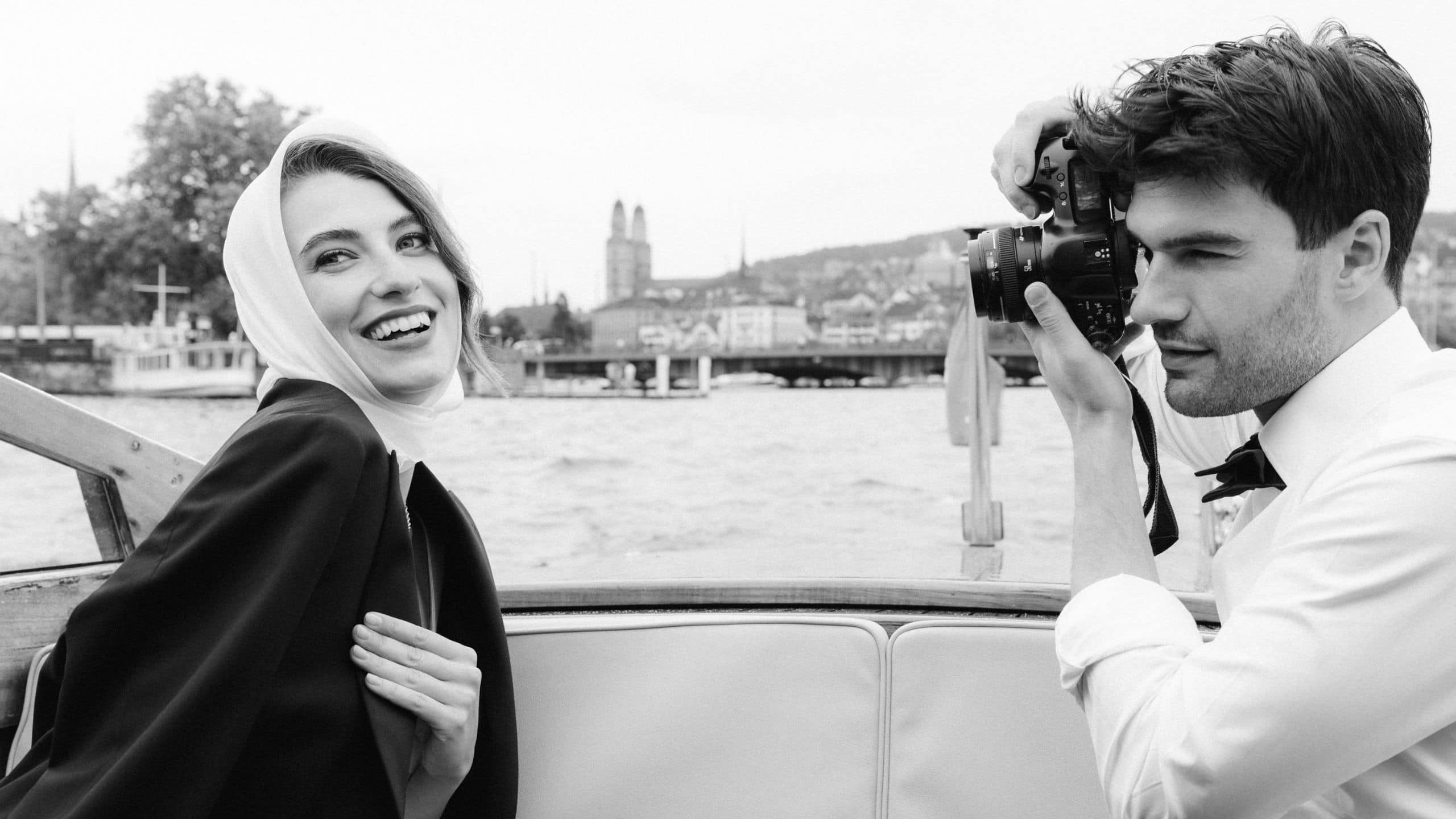 6 of 6 Park Hyatt Zurich Wedding Couple Boat Lake Photo