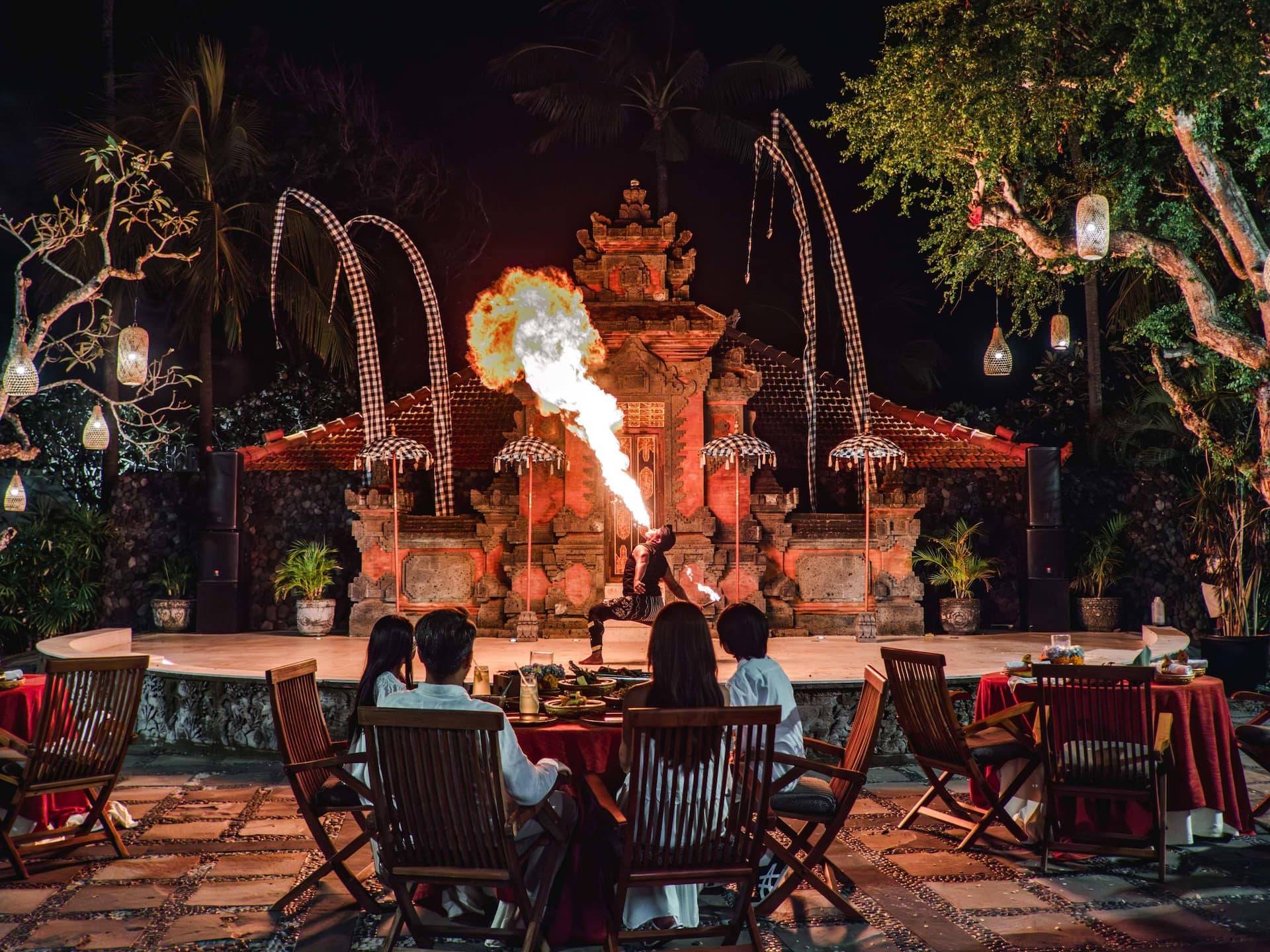 Grand Hyatt Bali Ghbali Pasar Senggol Fire Dance Family Watching