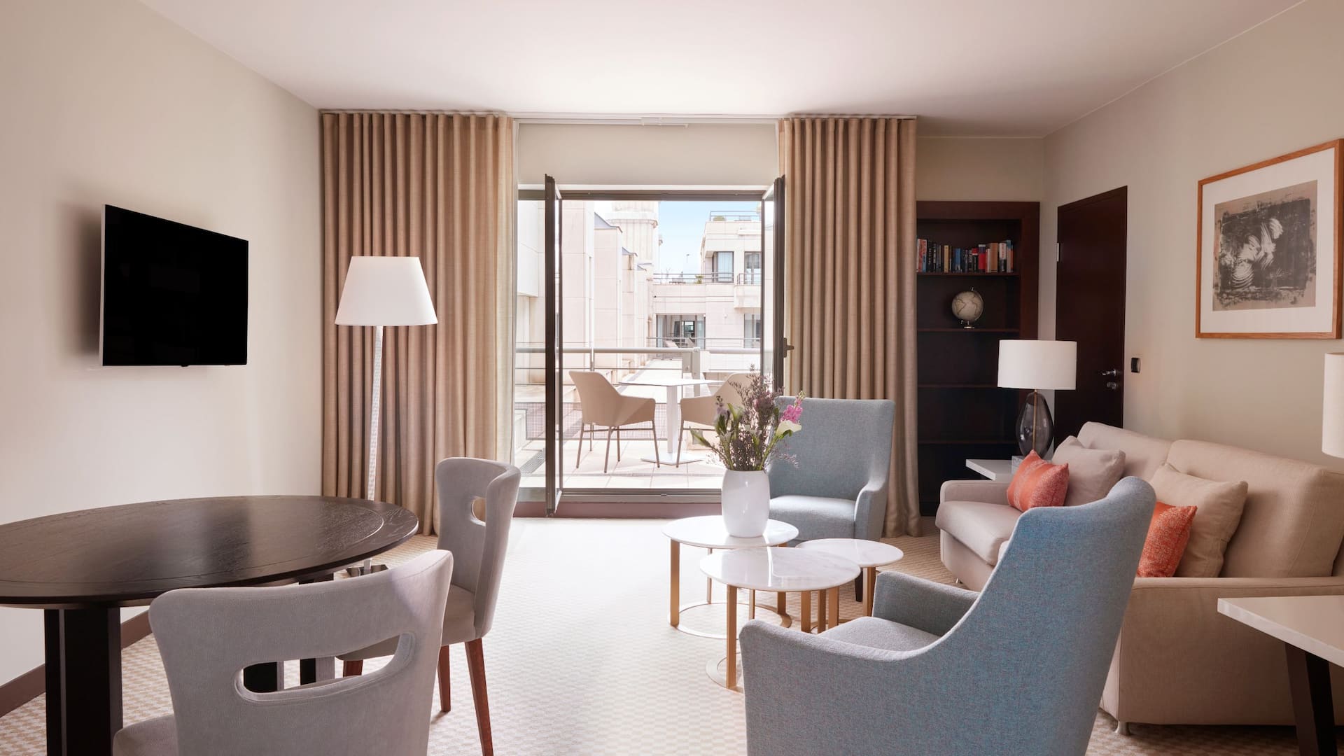 Regency Suite with living room, dining table, and terrace - Hyatt Regency Nice Palais de la Méditerranée