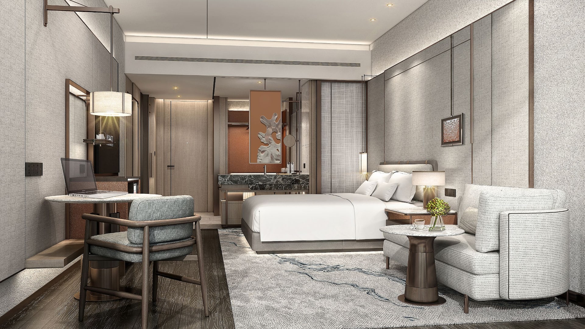 Hyatt Regency Huangshan Hengjiangwan King Bed Room Side Angle