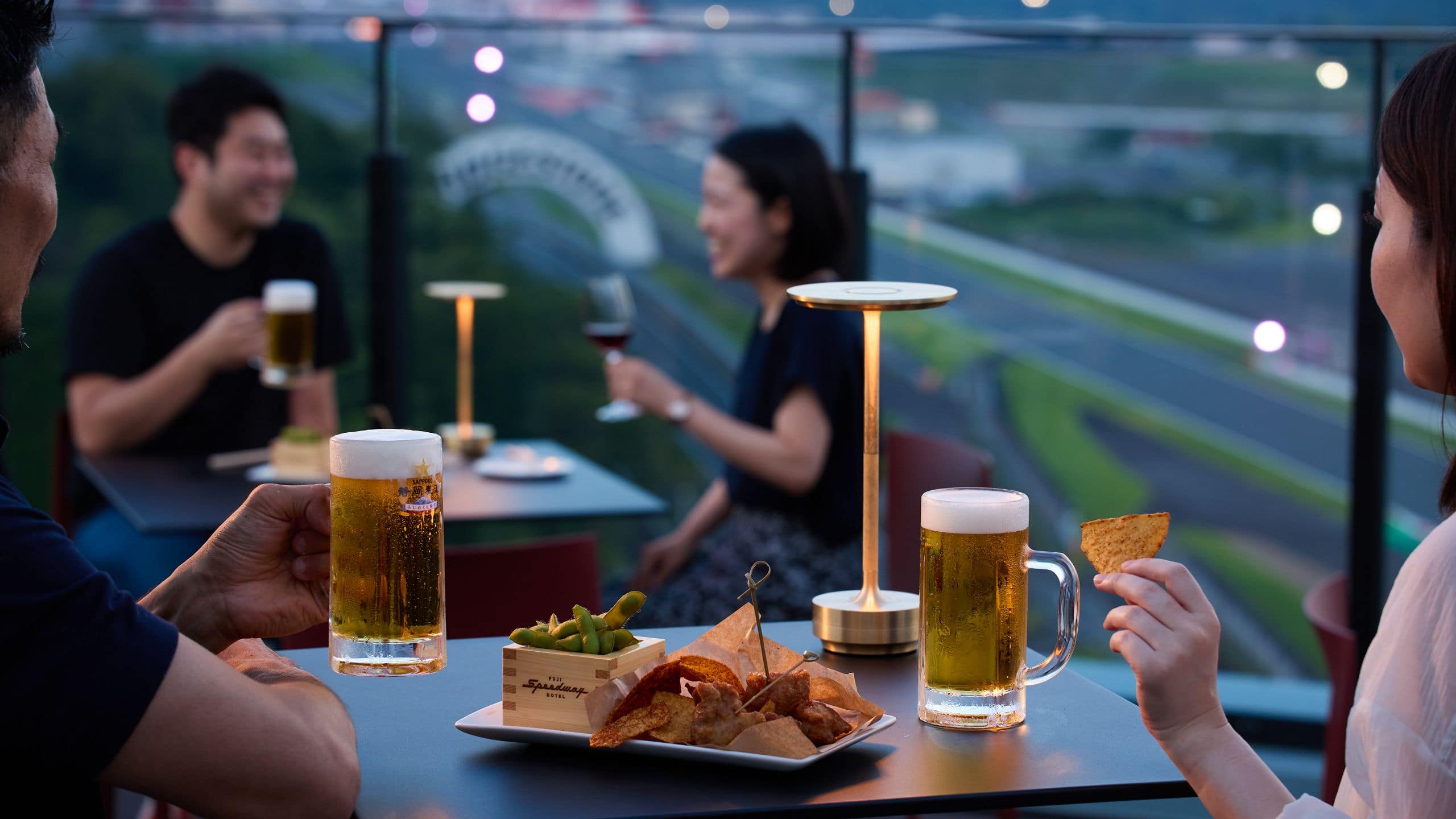 Fuji Speedway Hotel Rooftop Terrace Beer Garden Couple Circuit