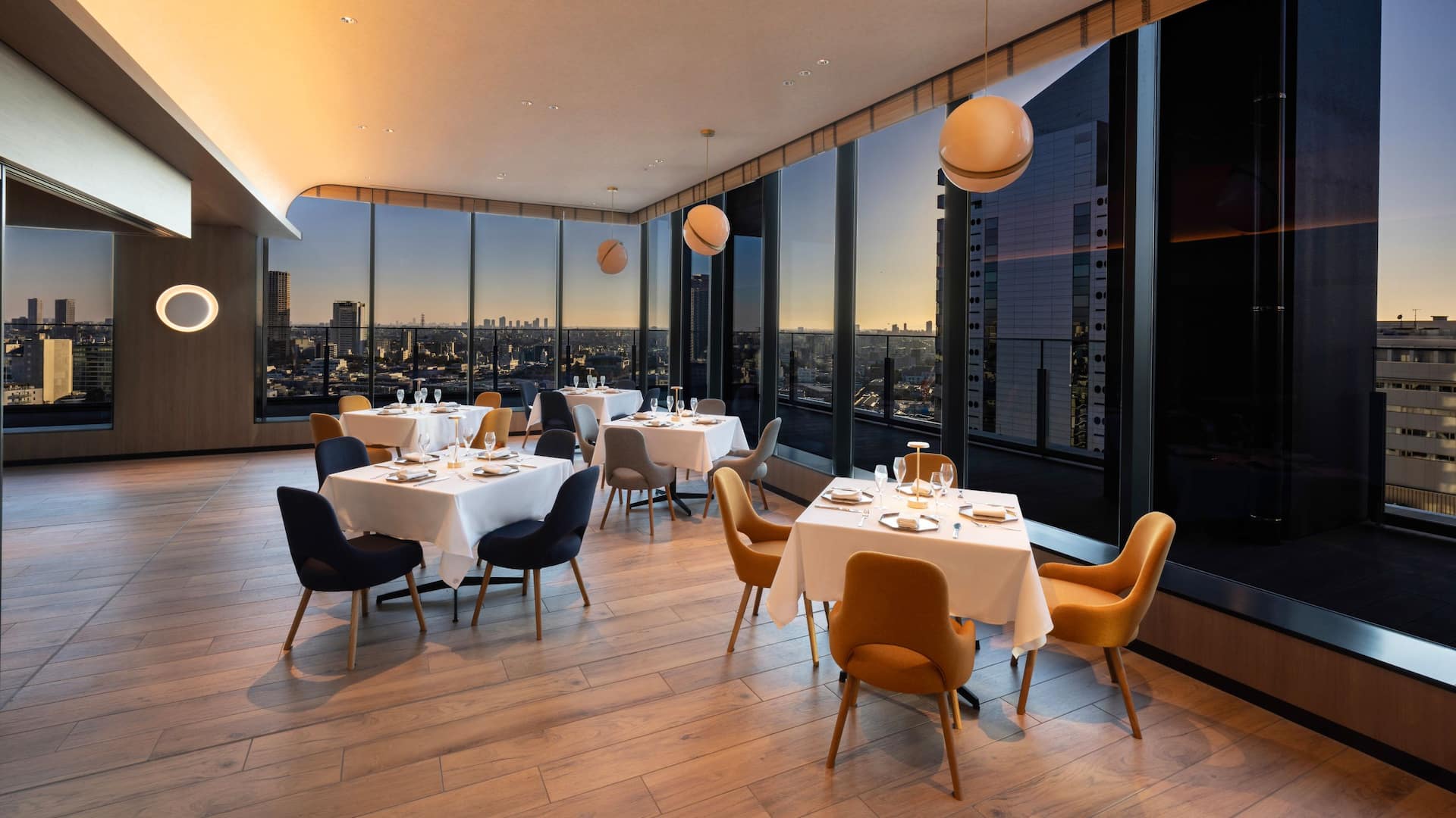 Hyatt House Tokyo Shibuya Restaurant Dining Tables Evening