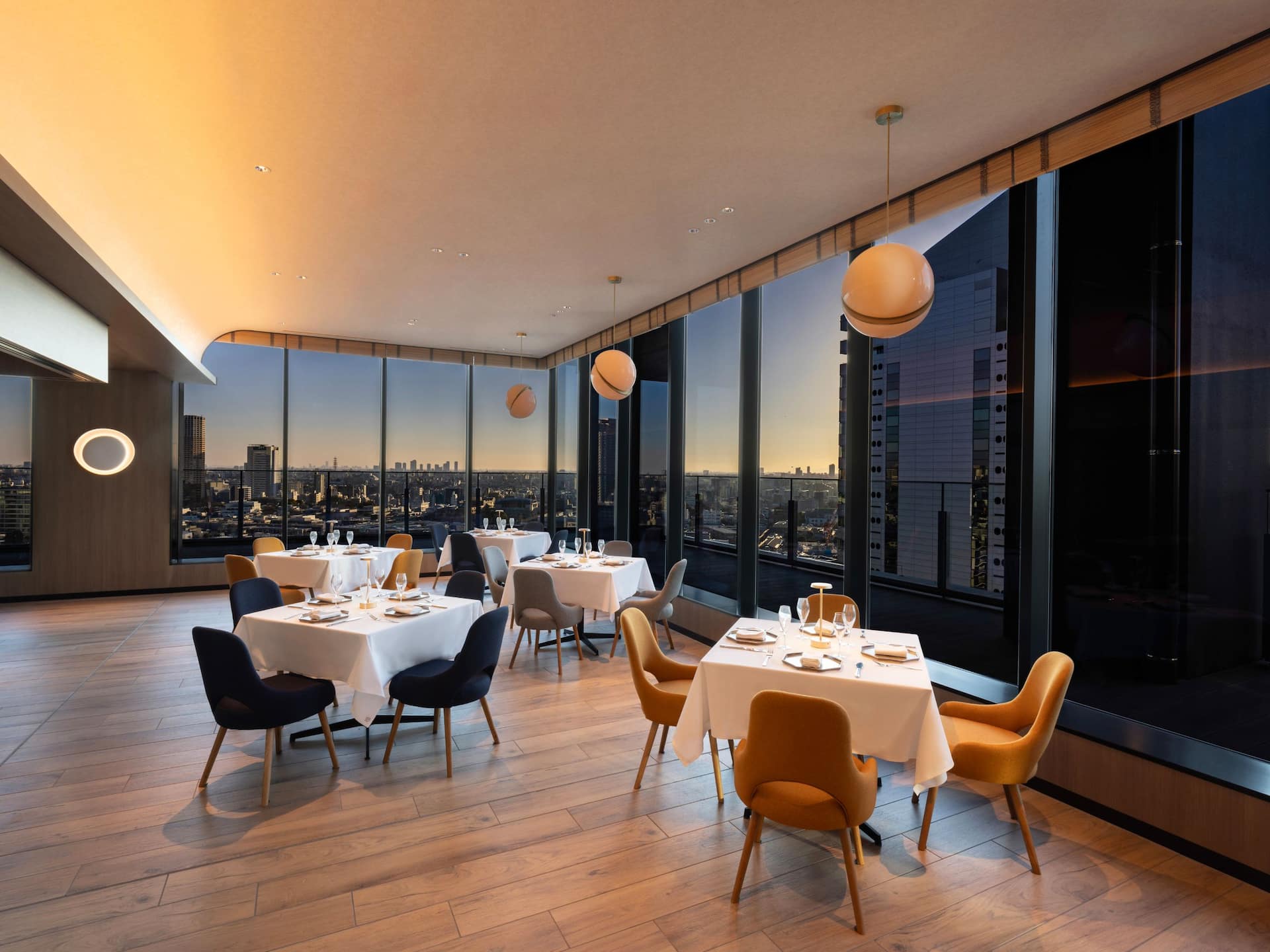 Hyatt House Tokyo Shibuya Restaurant Dining Tables Evening