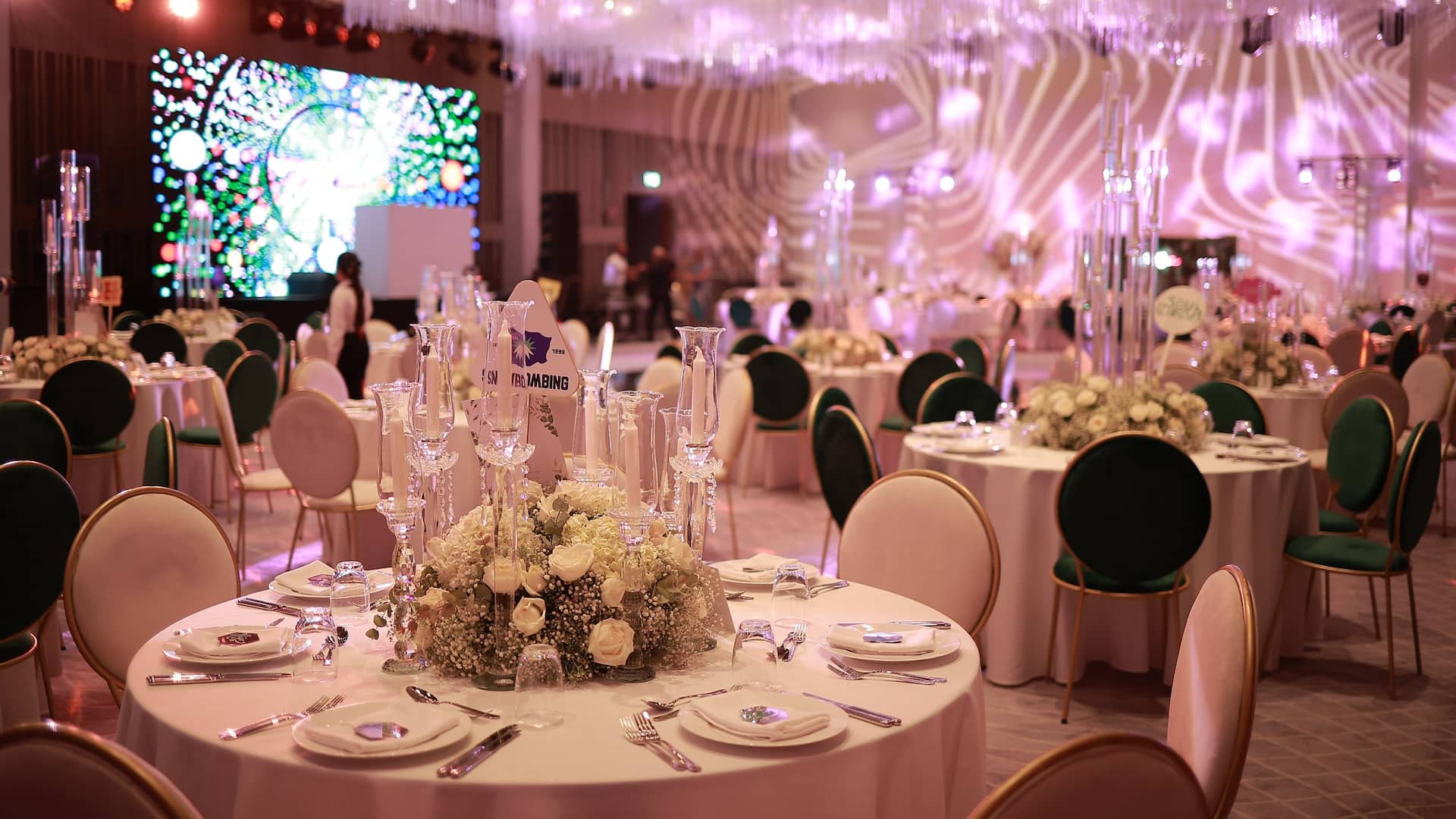 Hyatt Regency Aqaba Ayla Wedding Reception Lighting Table Setup