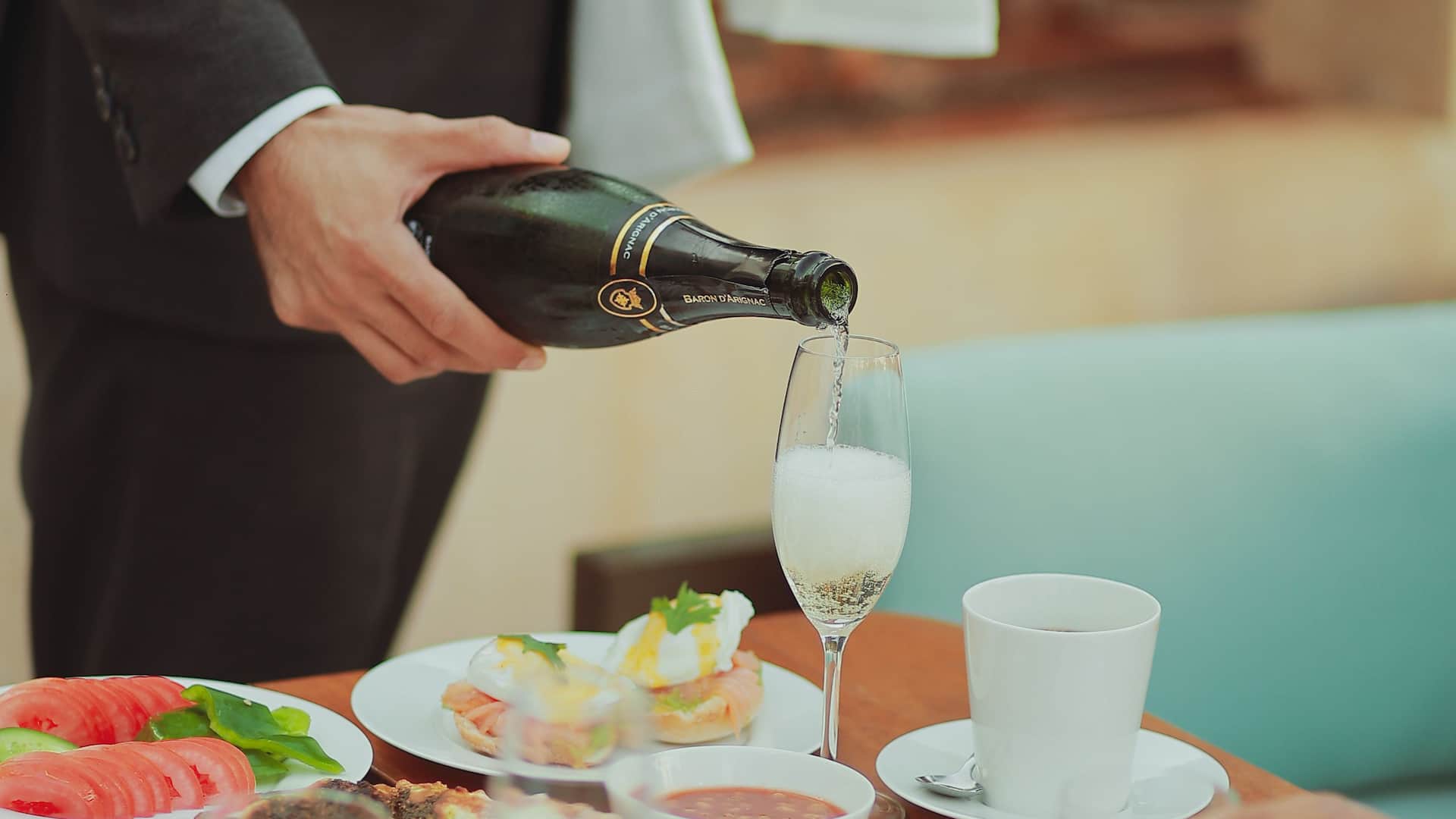 Hyatt Regency Aqaba Ayla Breakfast Layout Pouring Champagne