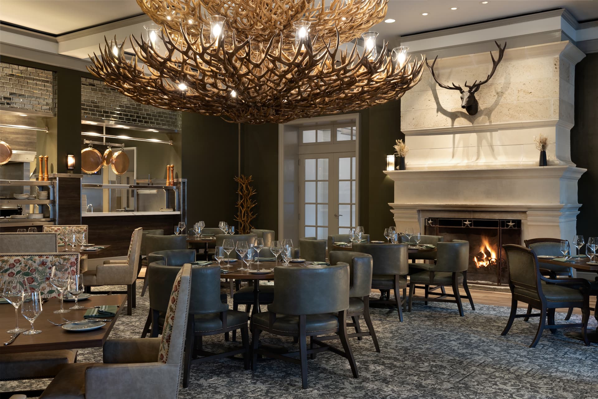 Hyatt Regency Hill Country Resort and Spa Antlers Lodge Dining Tables Fireplace