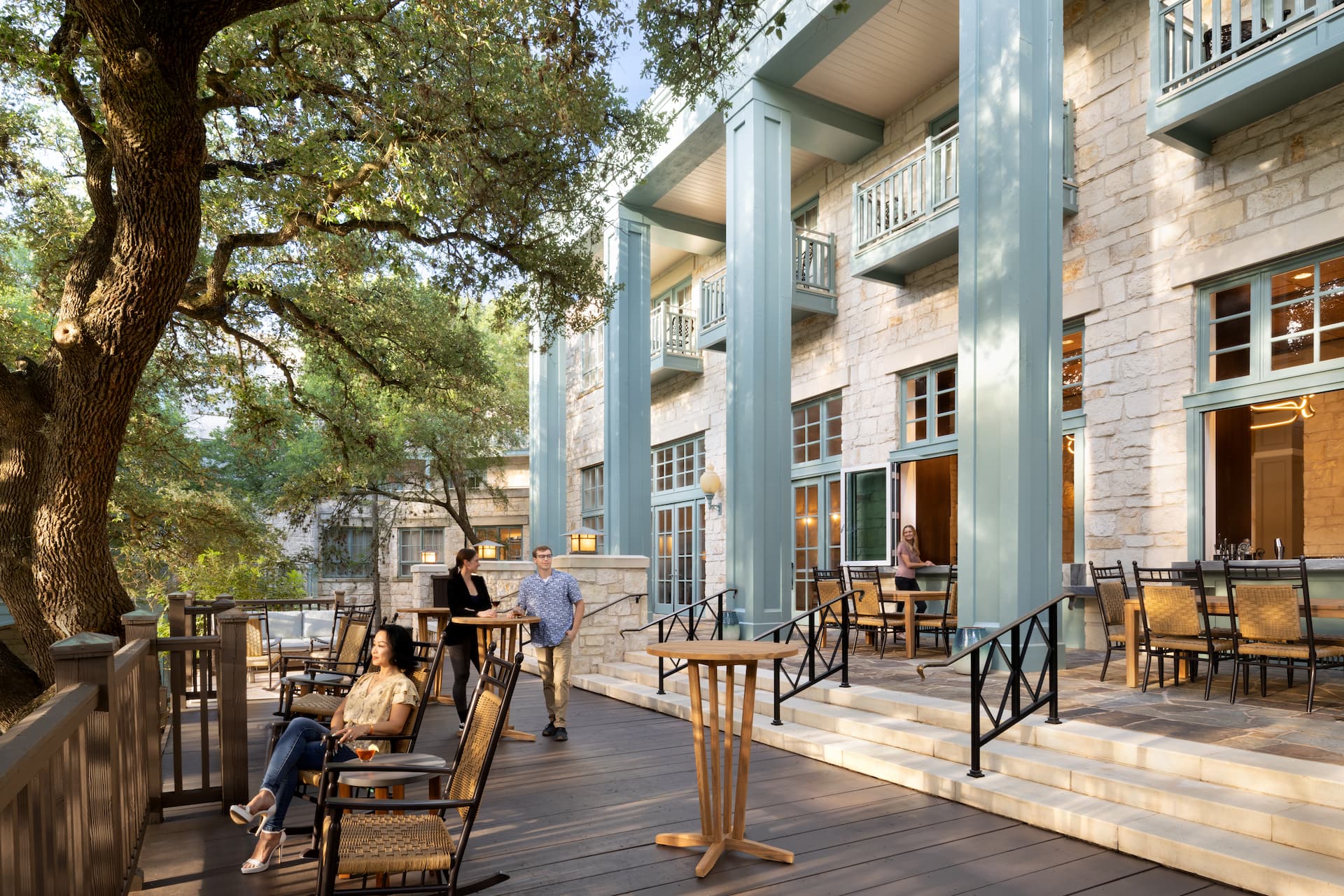 Hyatt Regency Hill Country Resort and Spa Woodbine Lobby Bar Patio Seating Guests