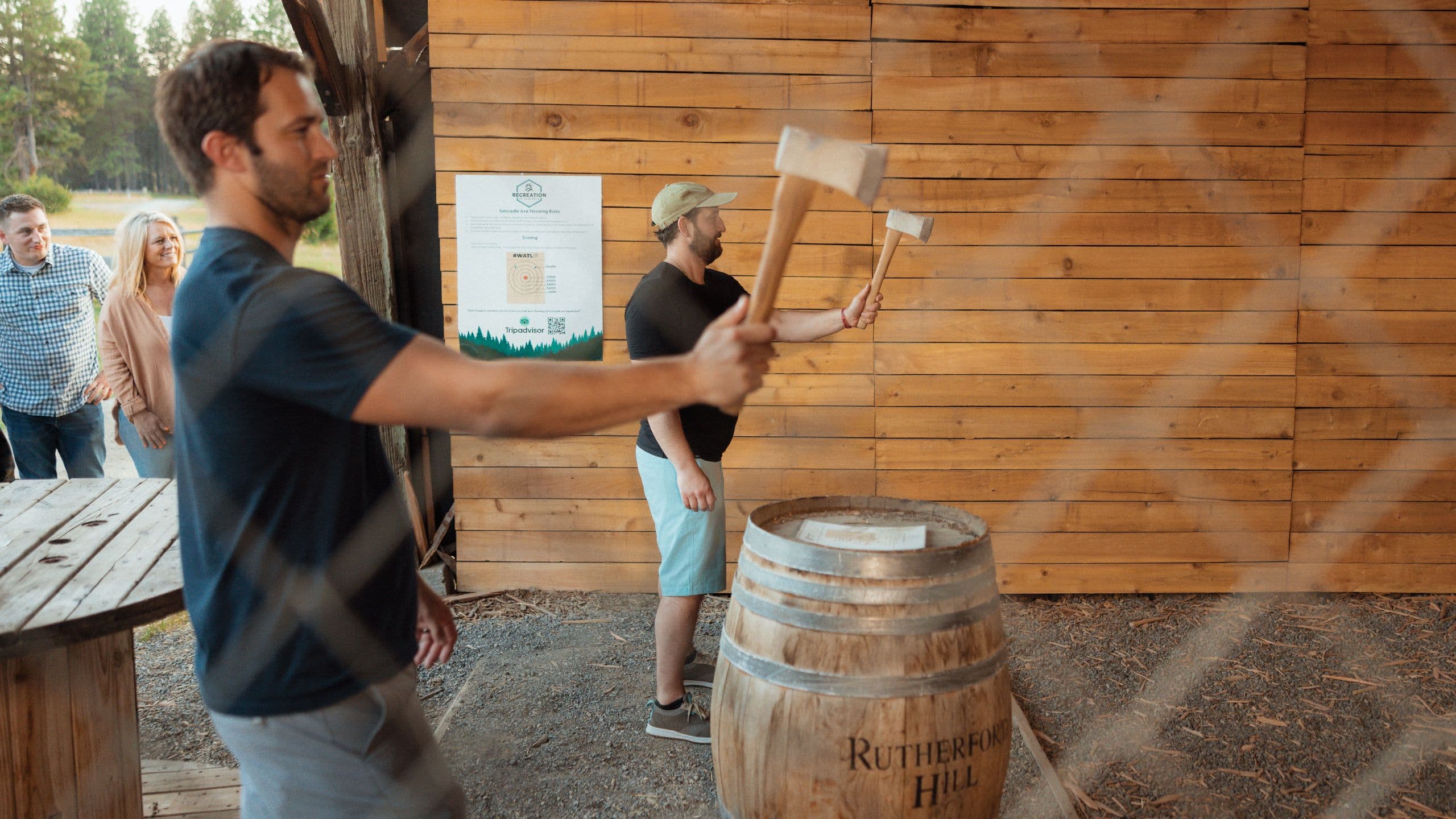 Suncadia Resort Recreation Summer Group Axe Throwing Side View