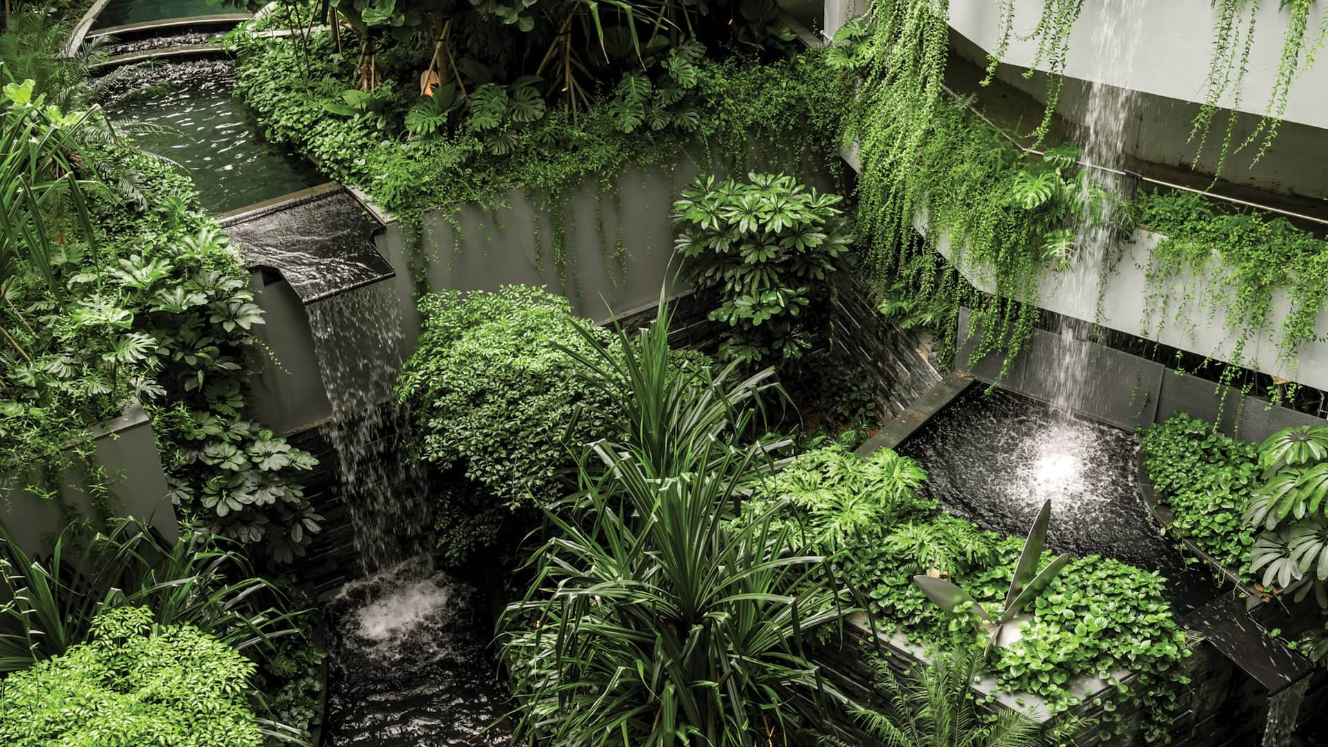 Grand Hyatt Singapore Waterfall Above Shot