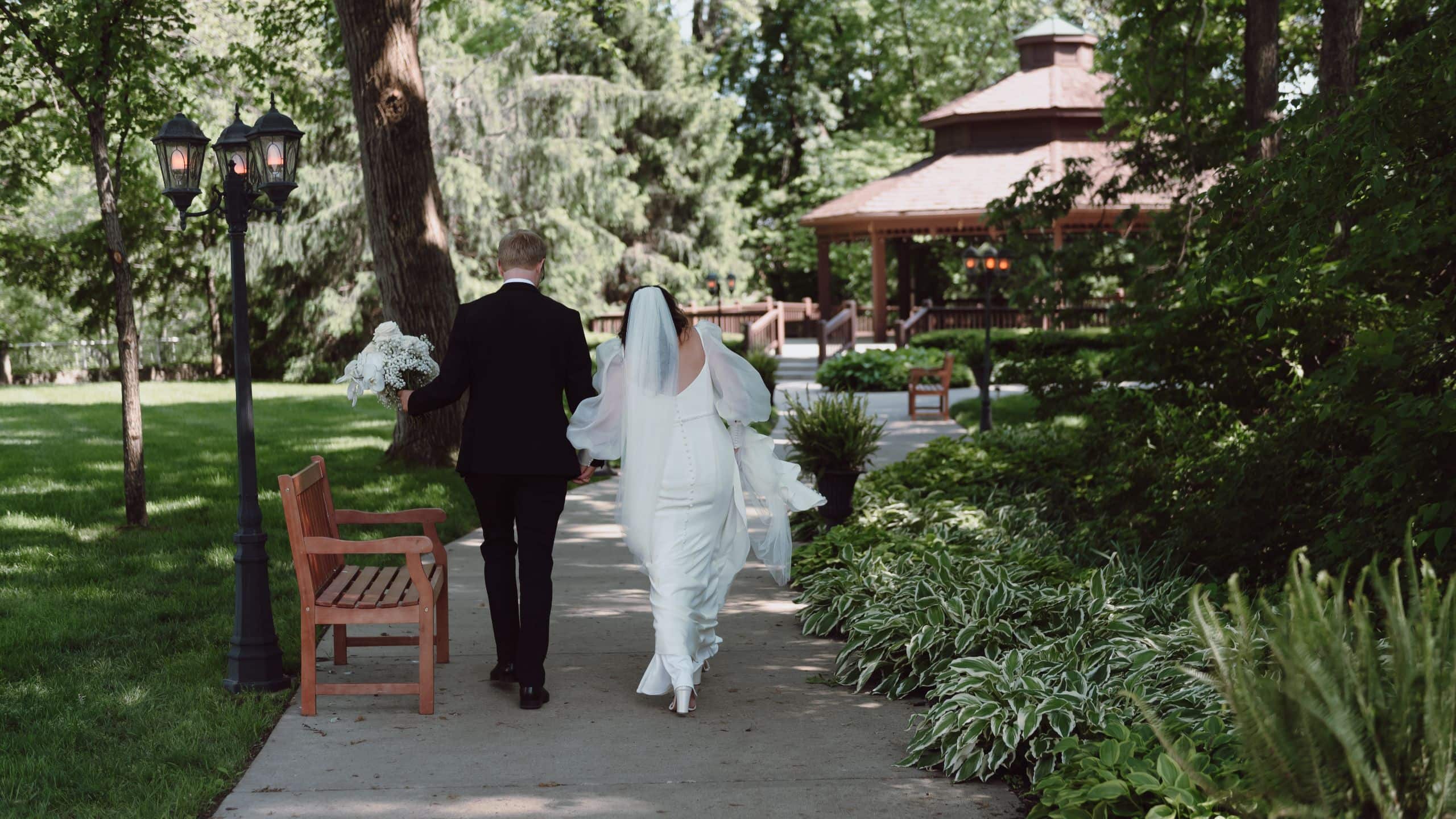 The Elms Hotel & Spa Bride Groom Walk To Gazebo
