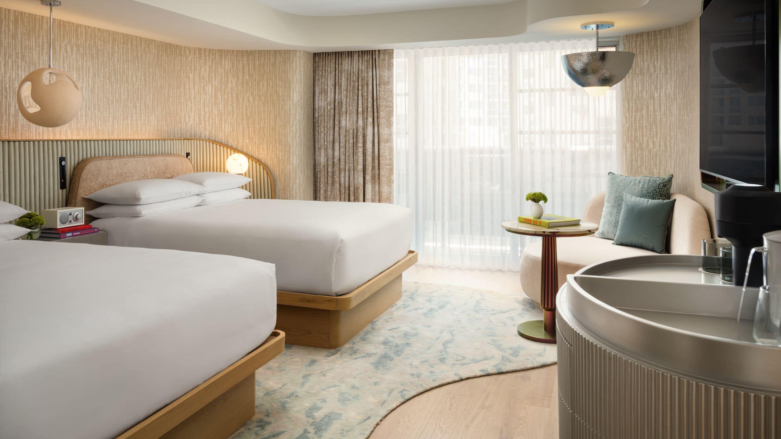 Andaz Miami Beach Two Queen Beds Guestroom Wide Shot