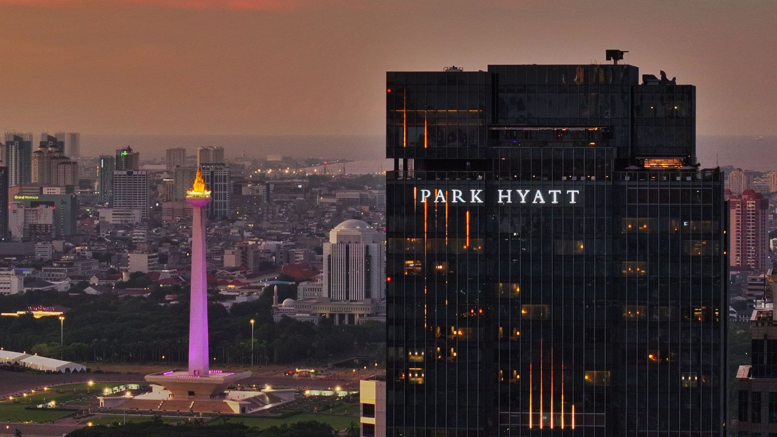 Park Hyatt Jakarta Hotel Exterior Signage Sunset
