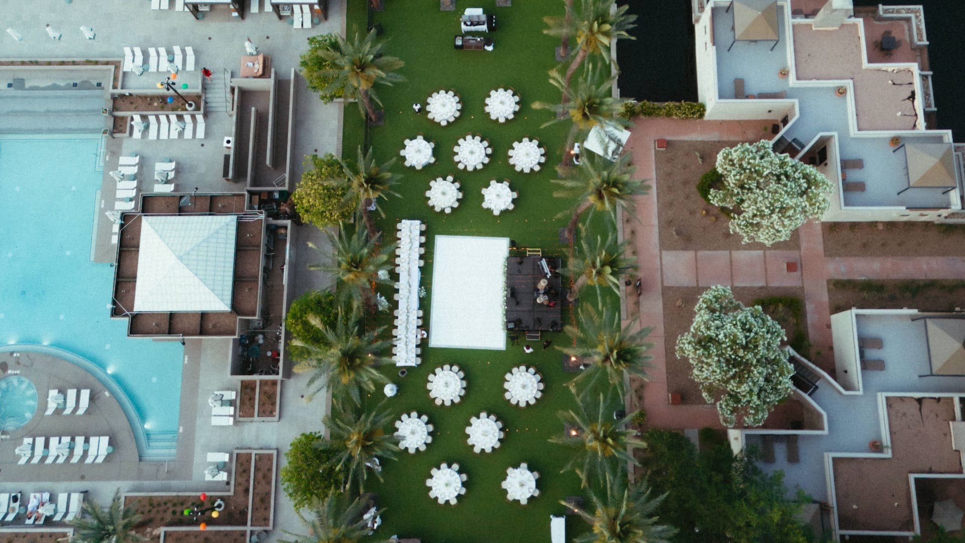 Hyatt Regency Scottsdale Resort & Spa at Gainey Ranch Aerial Wedding Palm Grove